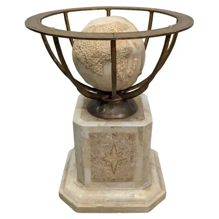Pedestal Table With Globe In Marquetry Of Alabaster Plaques photo Furniture