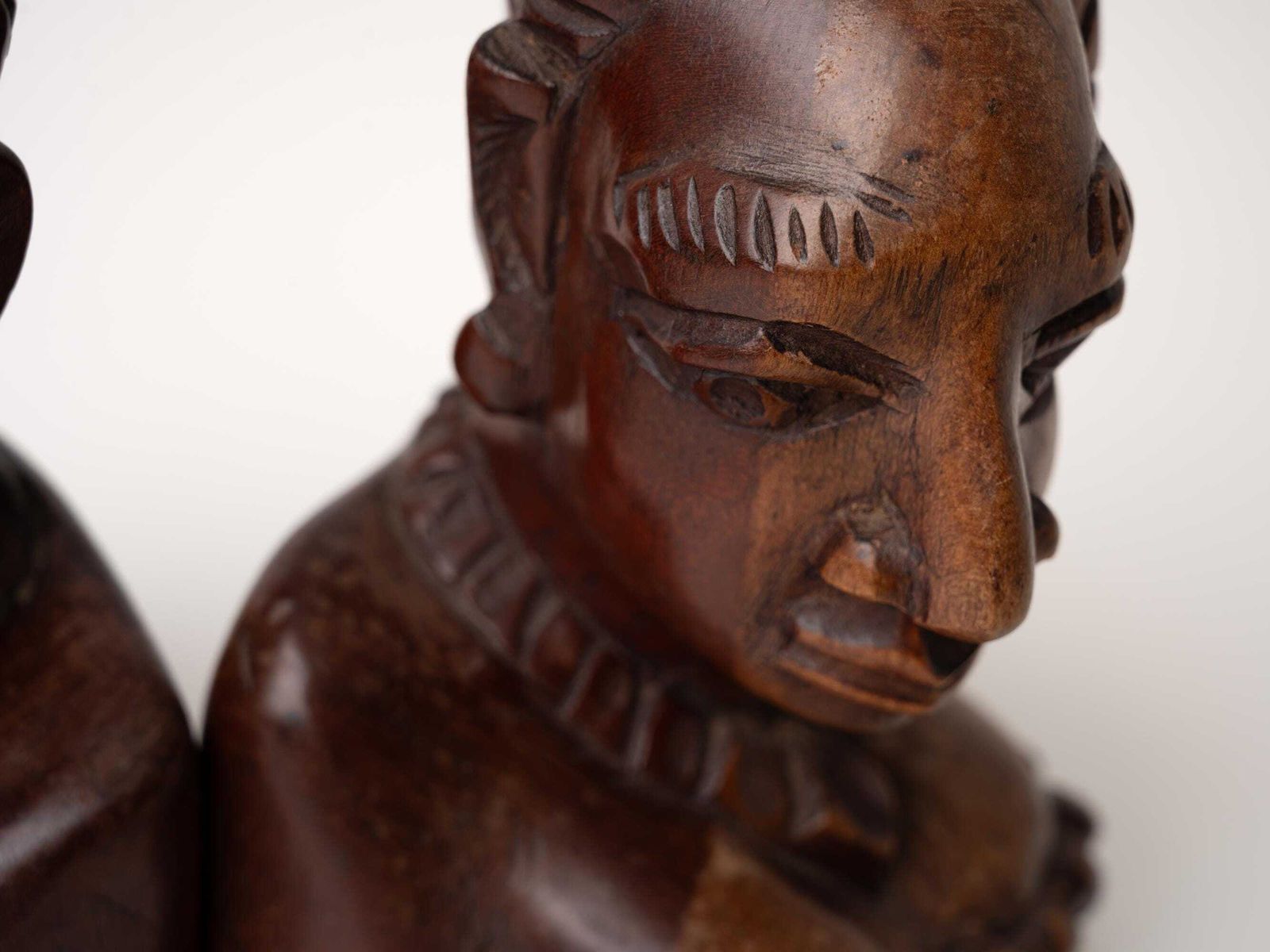 Folk Art African Bookends | Primitive African Wood Busts Pair photo 150.0
