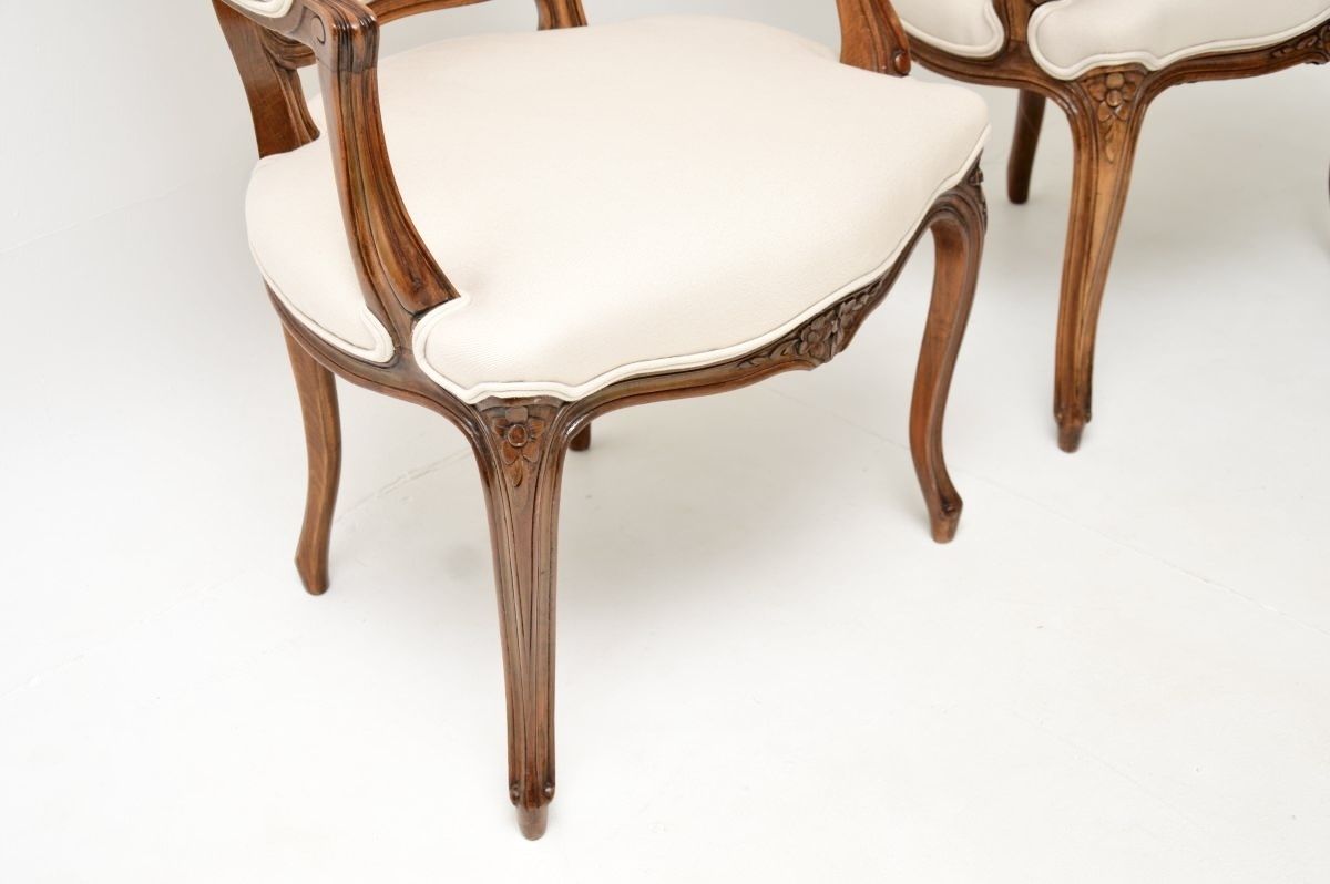 photo furniture Pair Of Antique French Walnut Salon Armchairs
