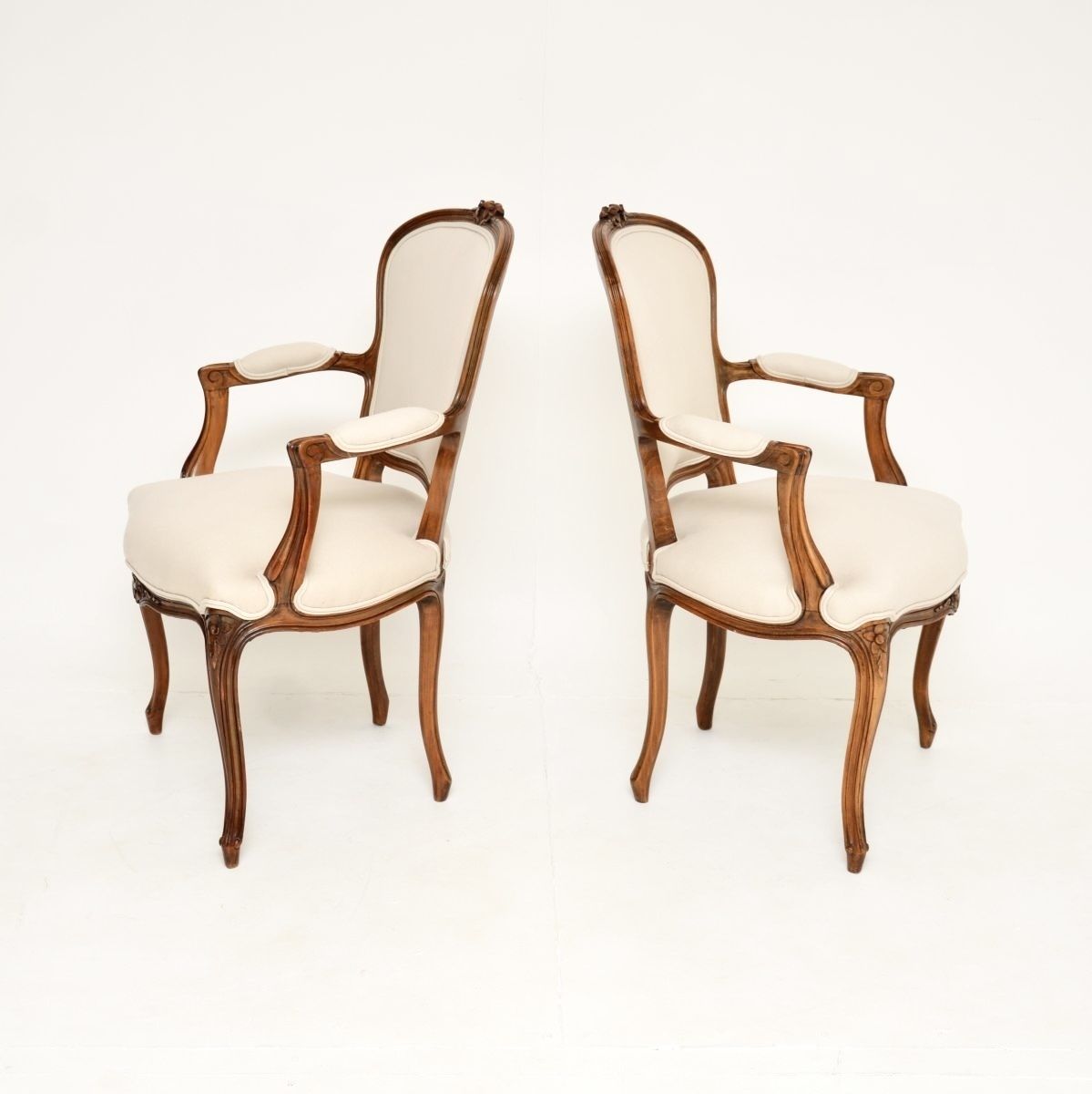 photo for sale Pair Of Antique French Walnut Salon Armchairs
