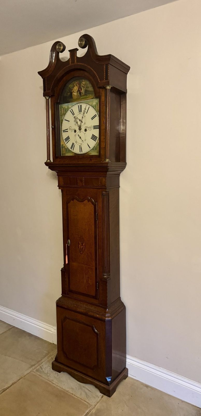 Quality Antique George III Oak And Mahogany Banded Long Case Clock photo 3465.0
