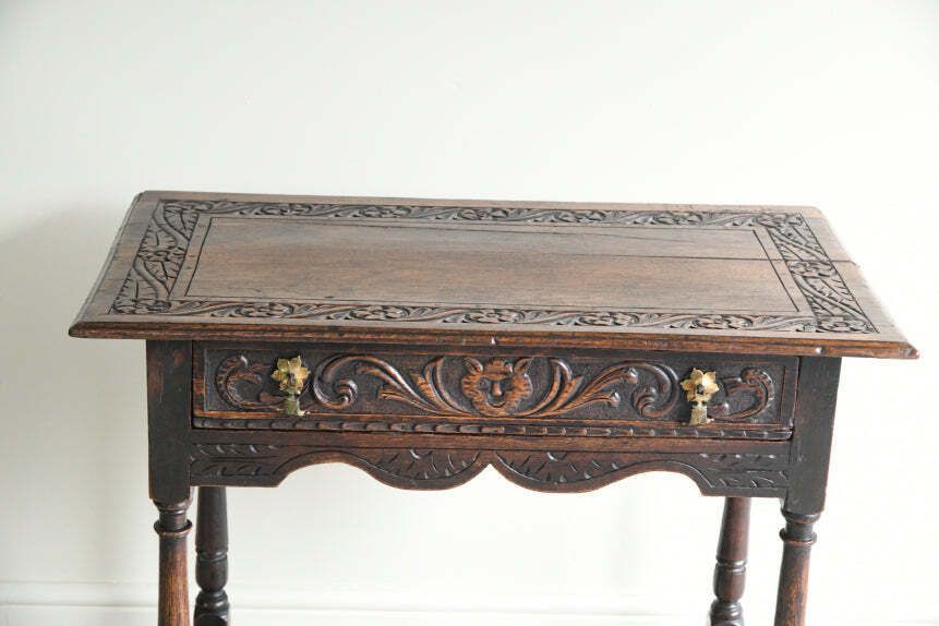 Carved Oak Occasional Table, 1800s photo furniture