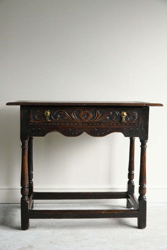 Carved Oak Occasional Table, 1800s photo for sale