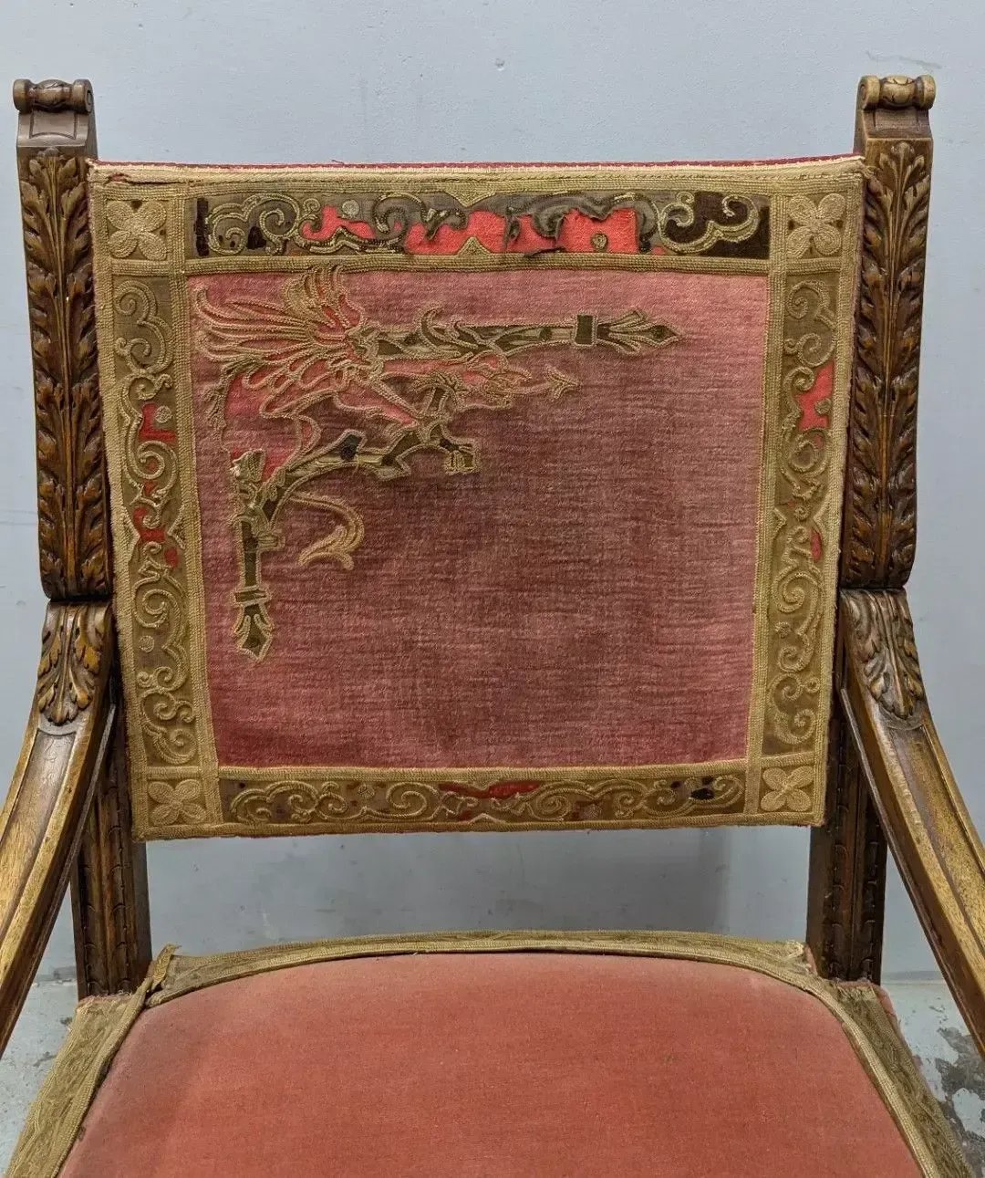 Pair Of Renaissance Style Walnut Armchairs Decorated With Rams' Heads photo buy