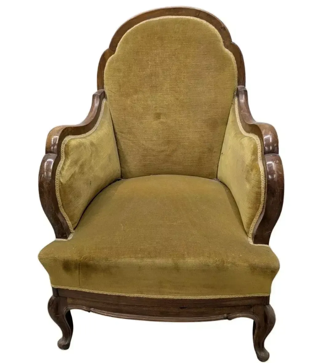 Set Of 4 Louis XV Style Armchairs Upholstered In Mustard Velvet photo Furniture