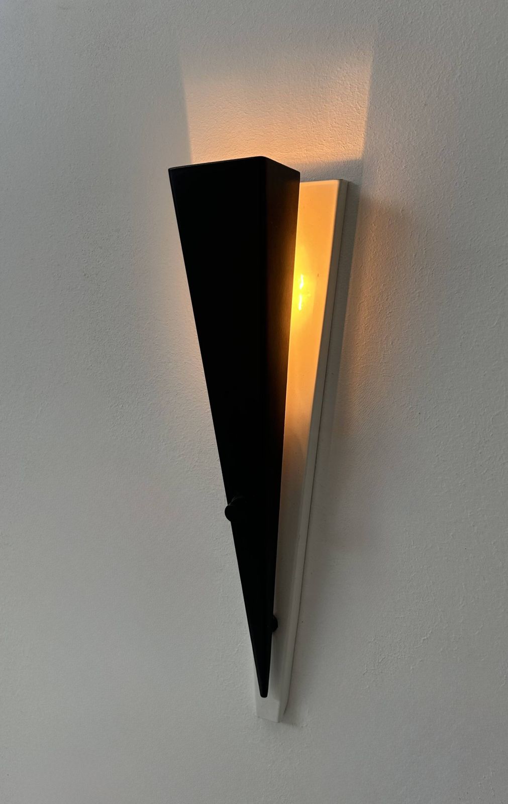Pair Of Vintage Wall Lights, Black And White Lacquered Metal, France, 1970 photo Lighting