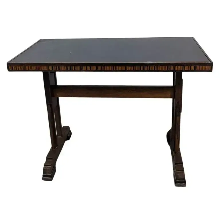 Pair Of 1930s Art Deco Bistro Tables In Marquetry And Black Opaline Glass photo 1968.0