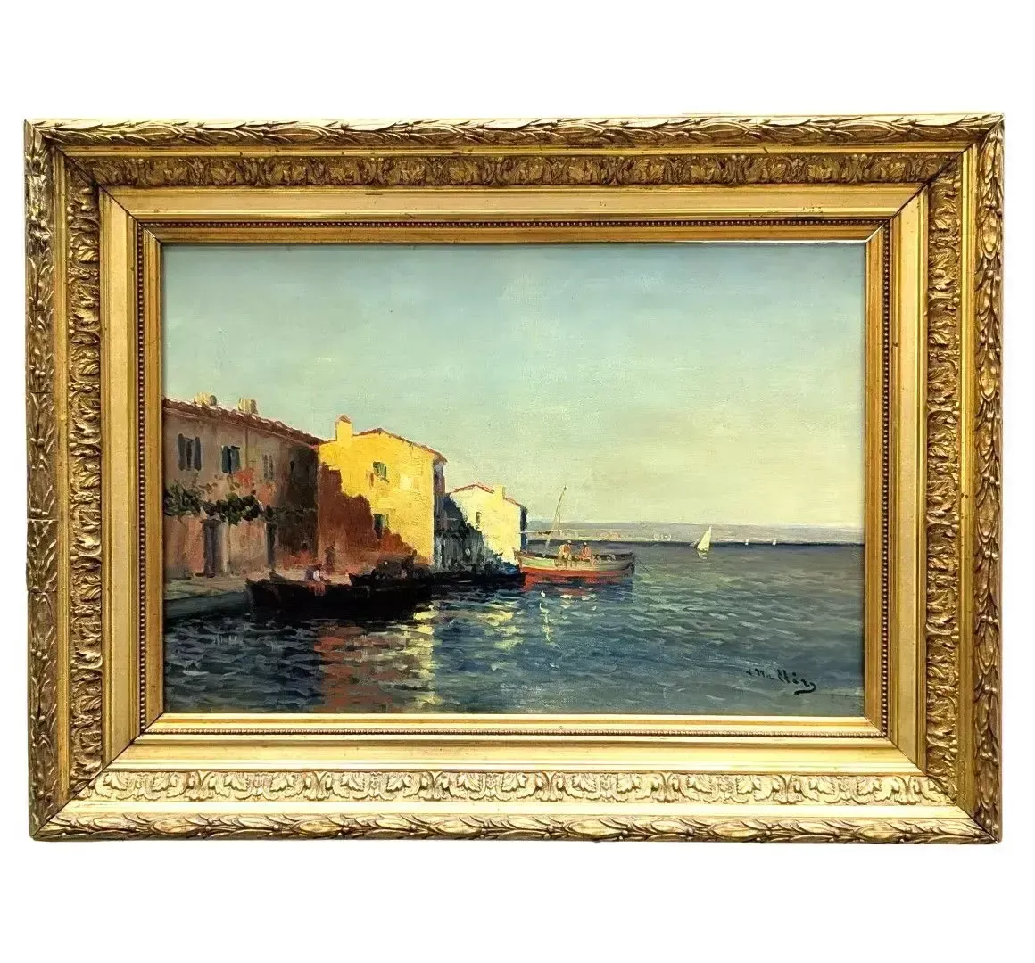 Oil Painting On Canvas, Martigues, Signed Nattero, 19th Century
