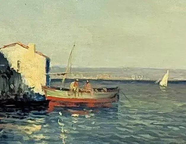 Oil Painting On Canvas, Martigues, Signed Nattero, 19th Century photo Art