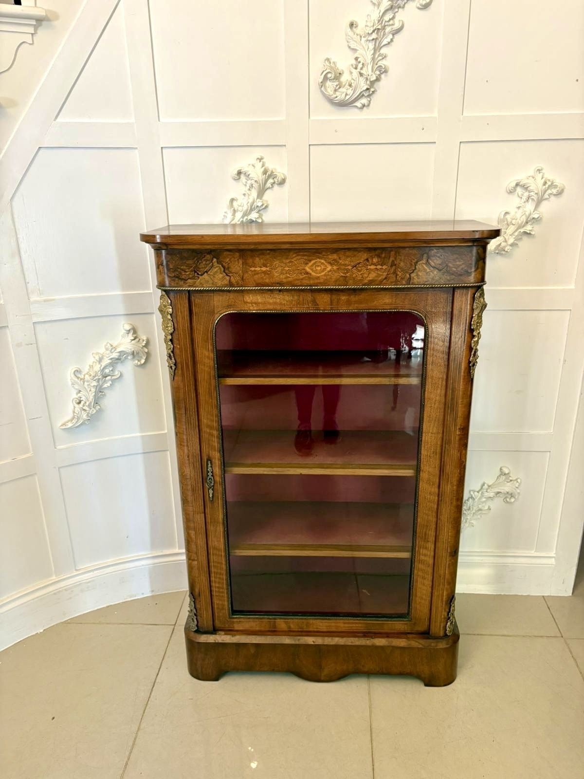 Antique 19th Century Quality Inlaid Burr Walnut Pier Cabinet
