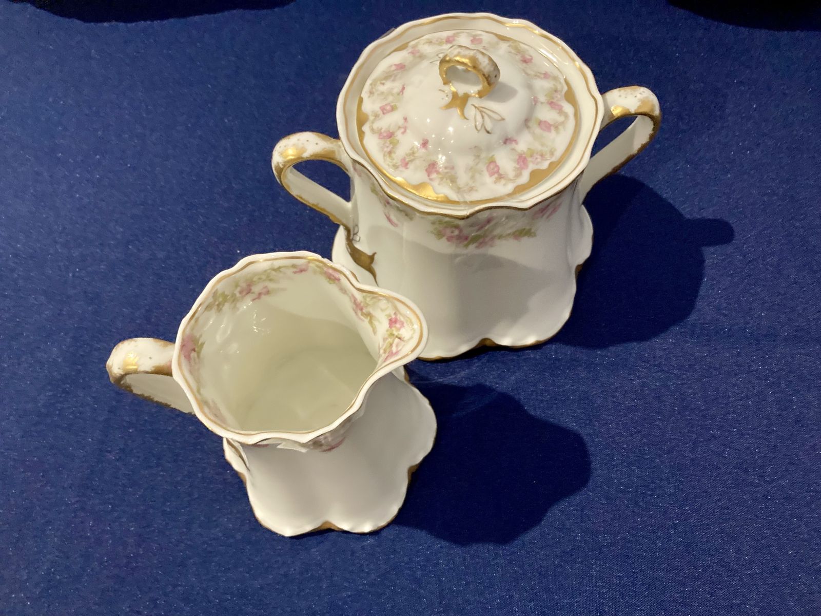 photo for sale Antique Haviland Limoges Pink Roses, Gold Laurel Wreaths Dinner Set