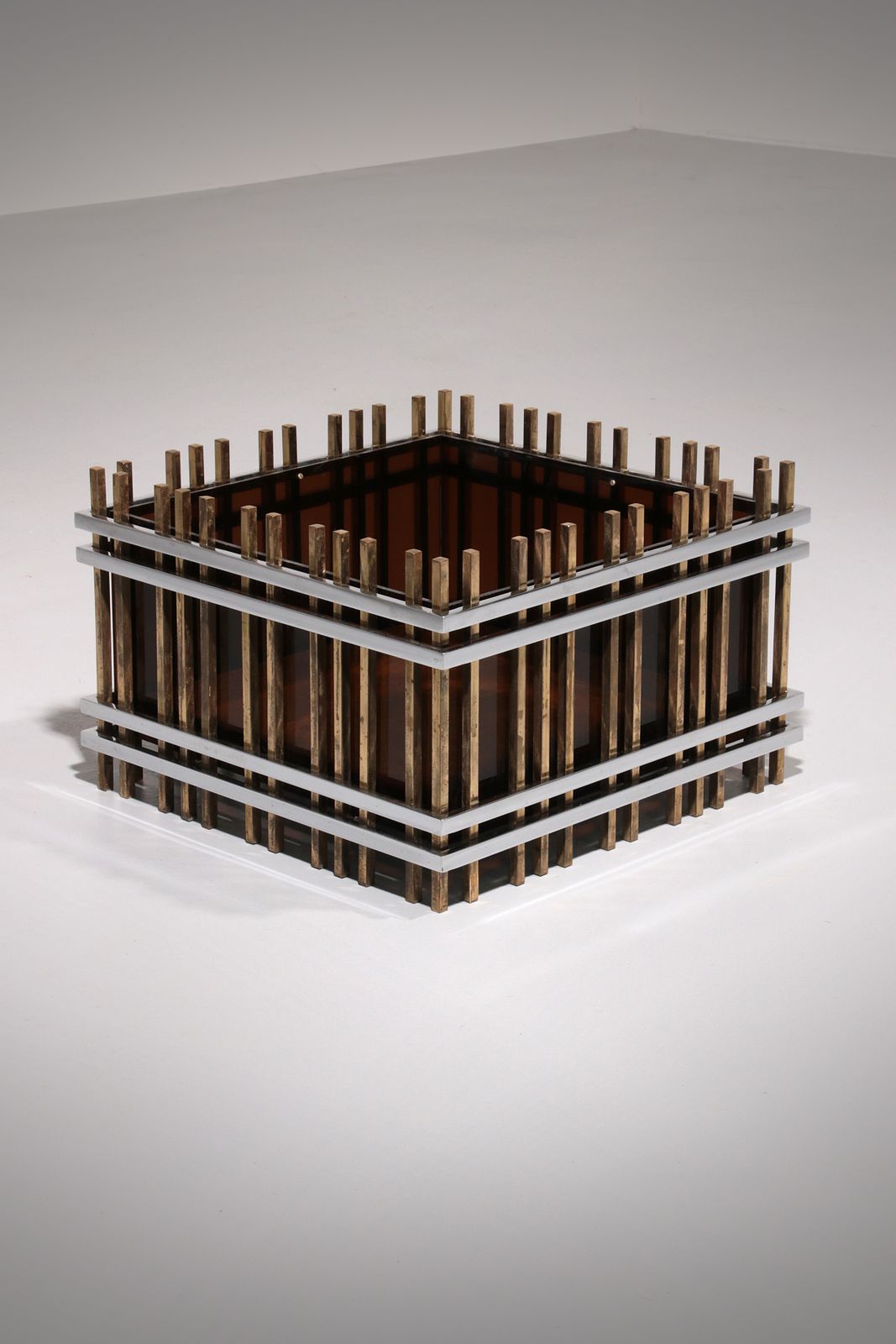 Italian Modernist “Fioriera” Planter Attributed To Romeo Rega – Brass, Chrome & Acrylic photo 1250.0