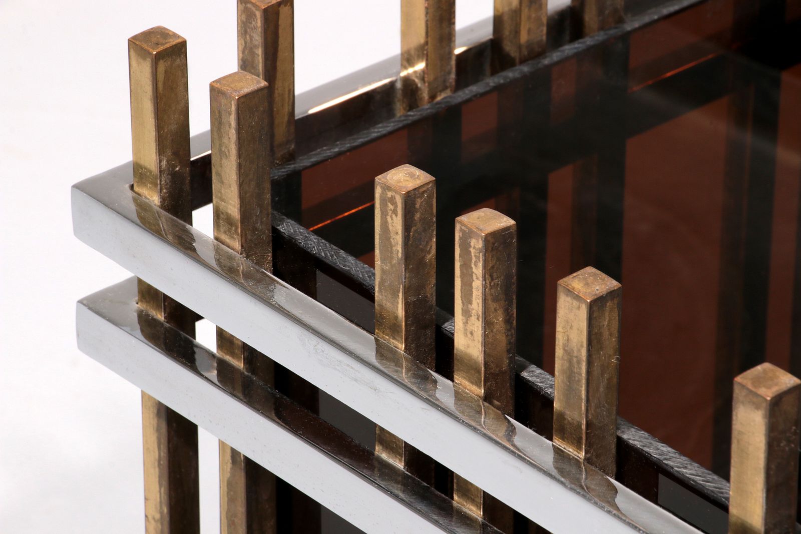 photo furniture Italian Modernist “Fioriera” Planter Attributed To Romeo Rega – Brass, Chrome & Acrylic