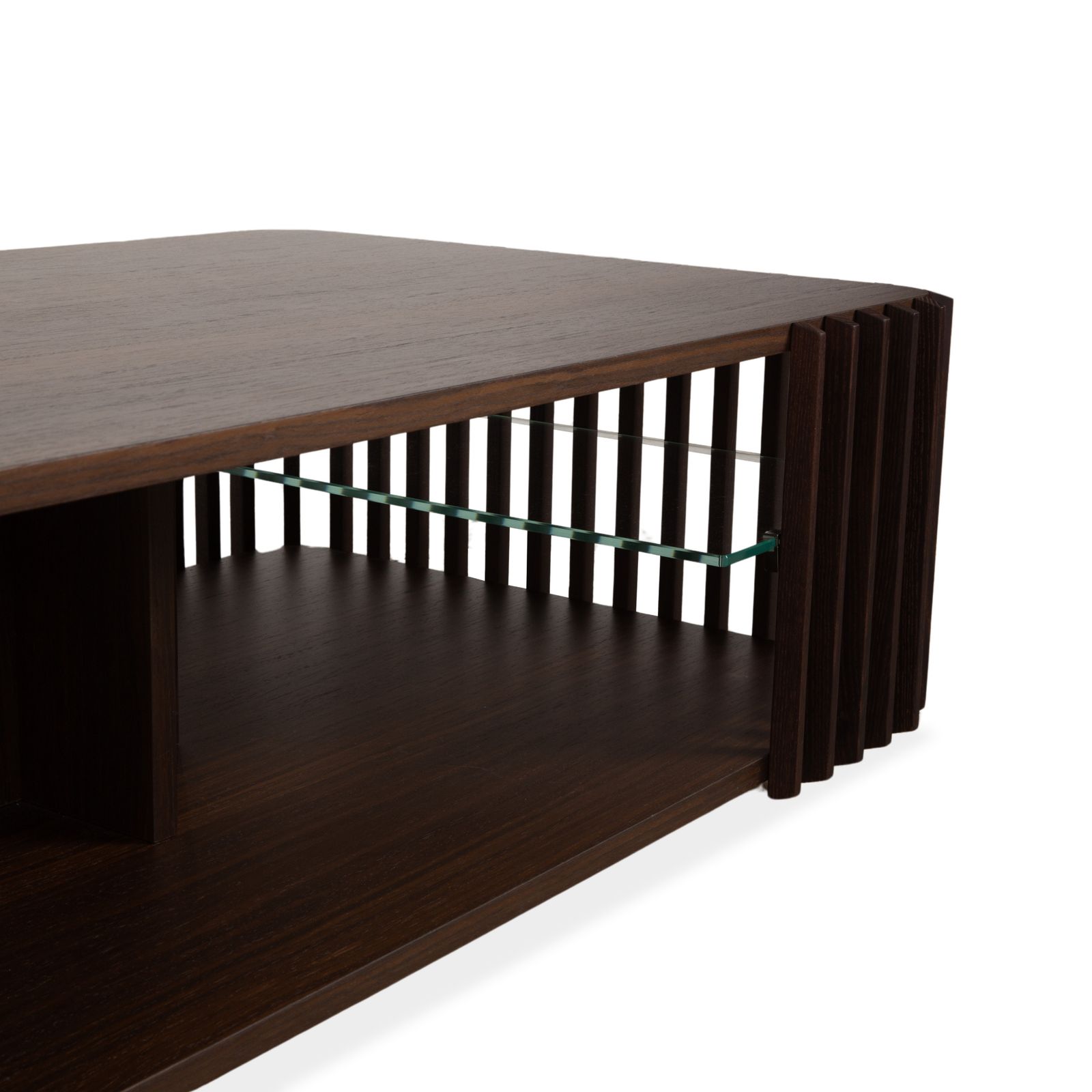 Roche Bobois Palis Wood Coffee Table Dark Brown Glass photo vinterior