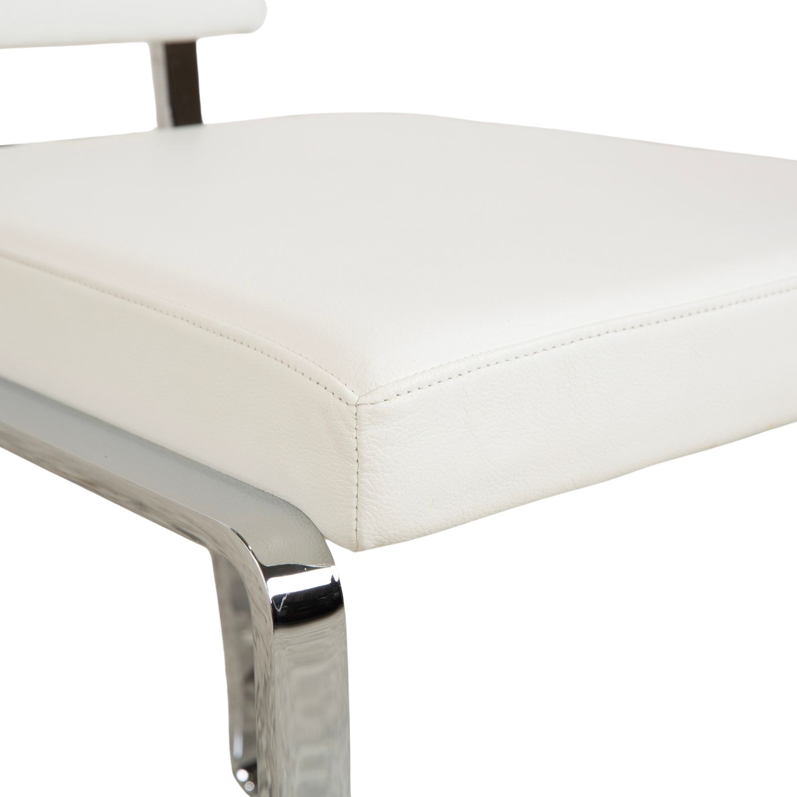 Lot de 8 chaises Bacher en cuir, blanc et crème, pour salle à manger photo vinterior