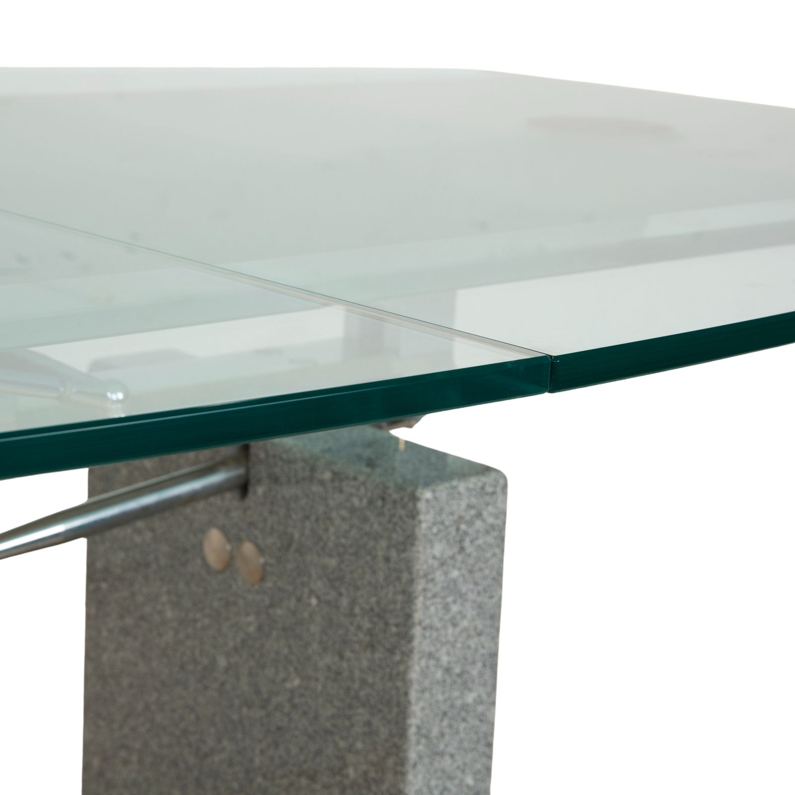 Table à manger Ronald Schmitt K5000/E en verre et granit argenté, fonction d'extension manuelle photo 3241.0