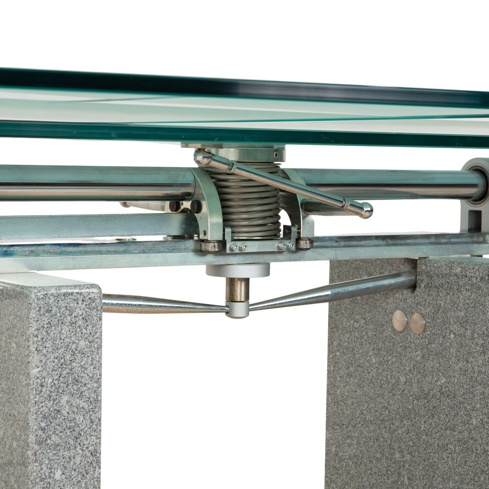 Table à manger Ronald Schmitt K5000/E en verre et granit argenté, fonction d'extension manuelle photo vinterior