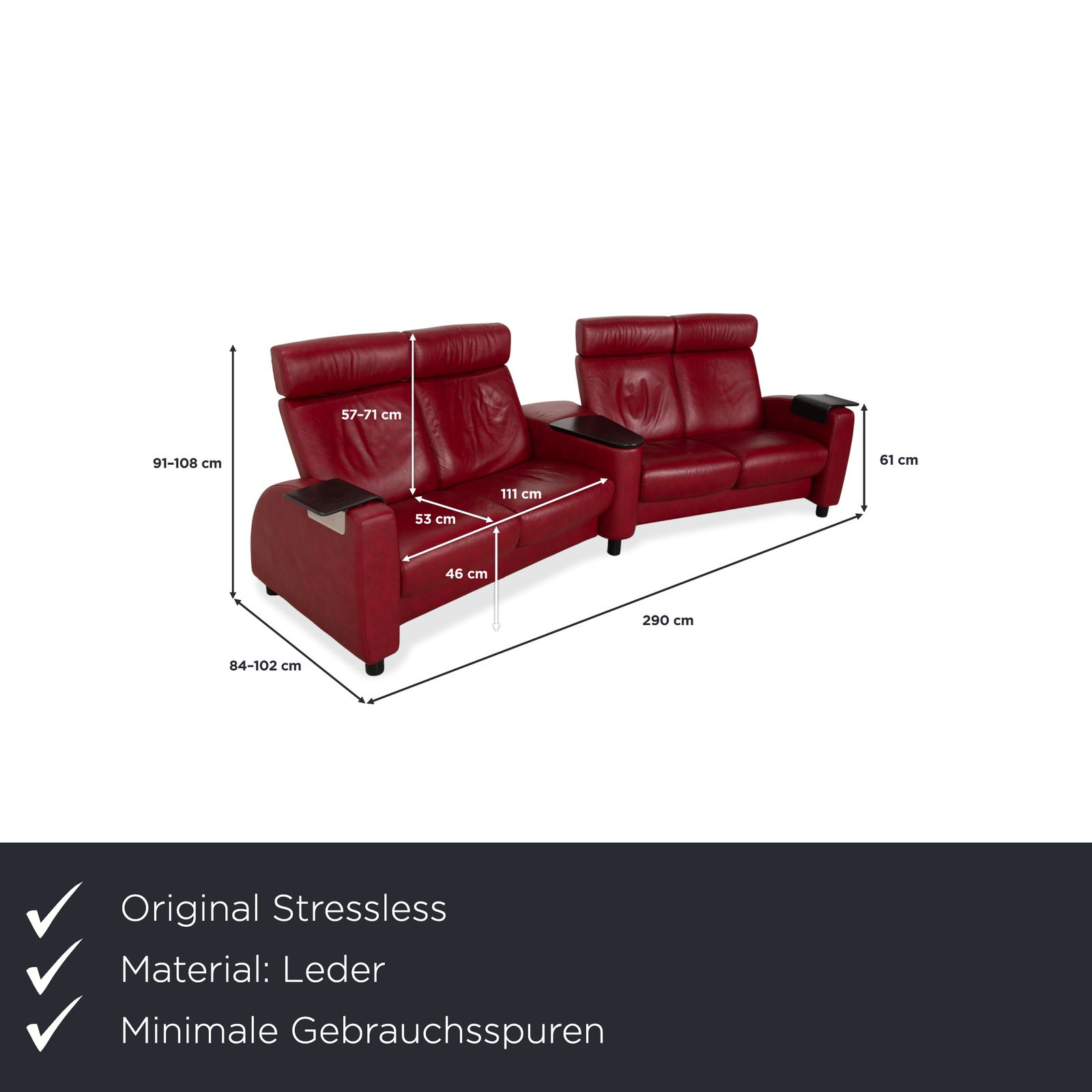 Canapé Stressless Arion 4 places, rouge, fonction manuelle photo furniture