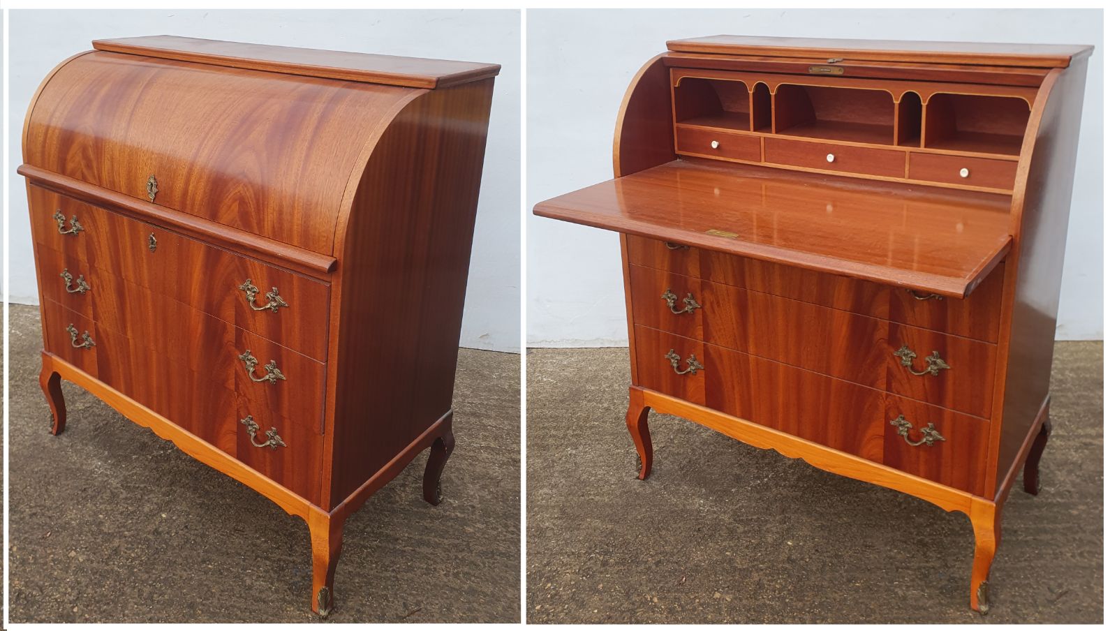 Mid Century 1960s Roll Top Teak Bureau / Desk By Egon Ostergaard