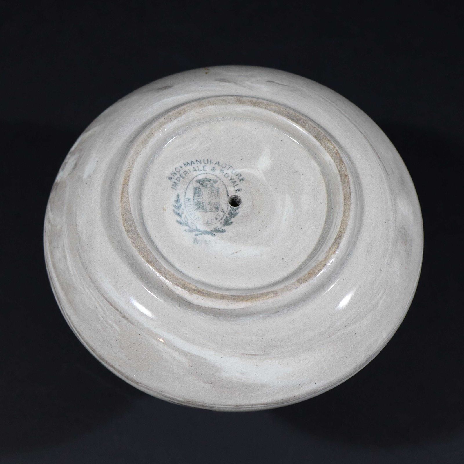 Antique Large Match Striker And Holder By Nimy Mouzin Lecat In Marbled Ceramic photo vintage