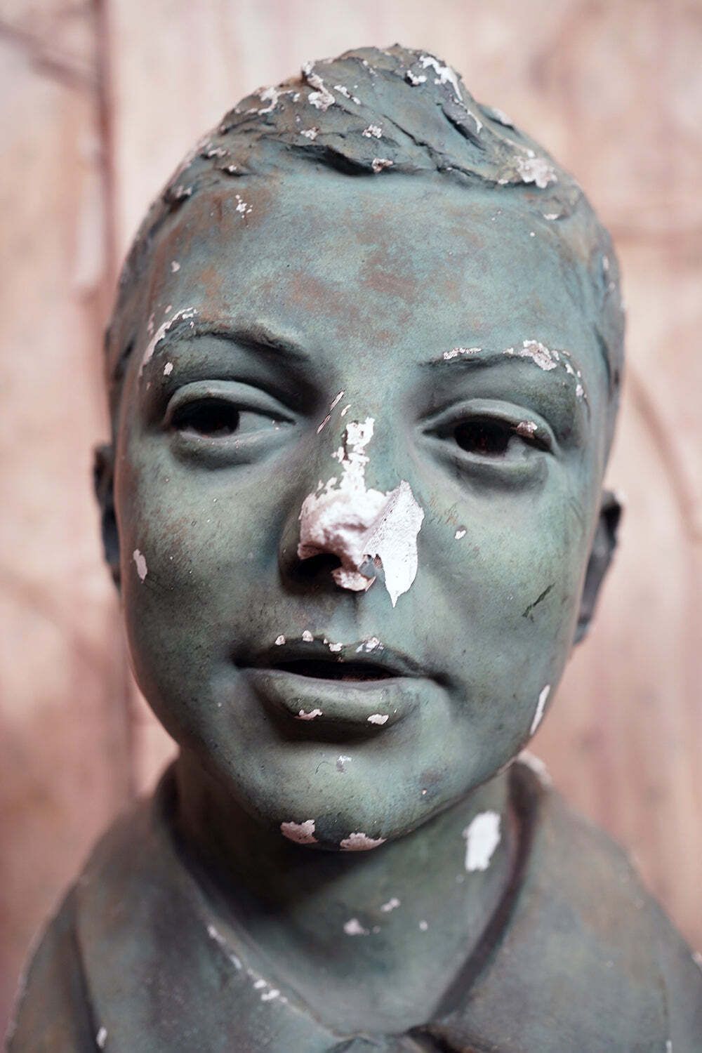 An Early 20thc Green Painted Plaster Bust Of A Youth C.1900 20 photo Art
