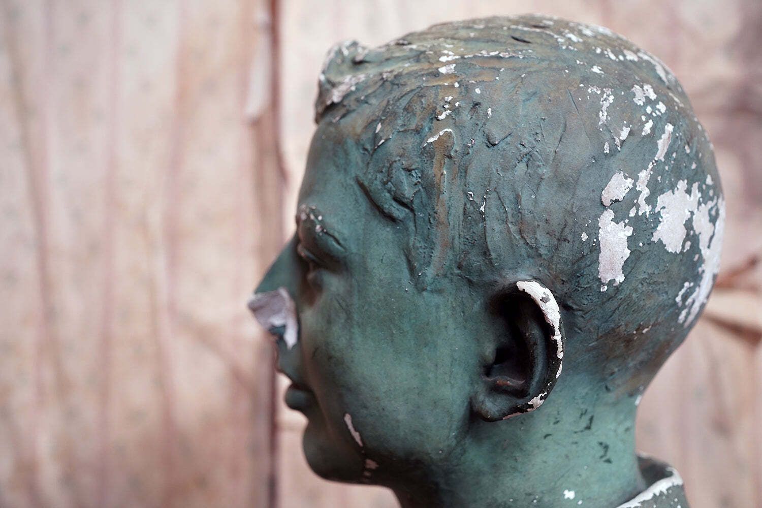 An Early 20thc Green Painted Plaster Bust Of A Youth C.1900 20 photo vinterior