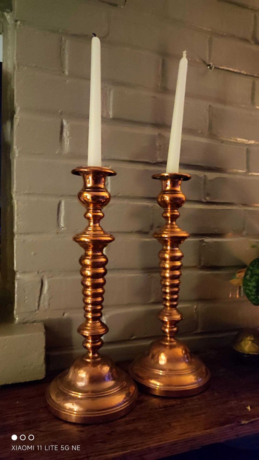 Home Decor Antique Copper Tall Candlestick Holders 14.7", Arts And Crafts Candleholders photo