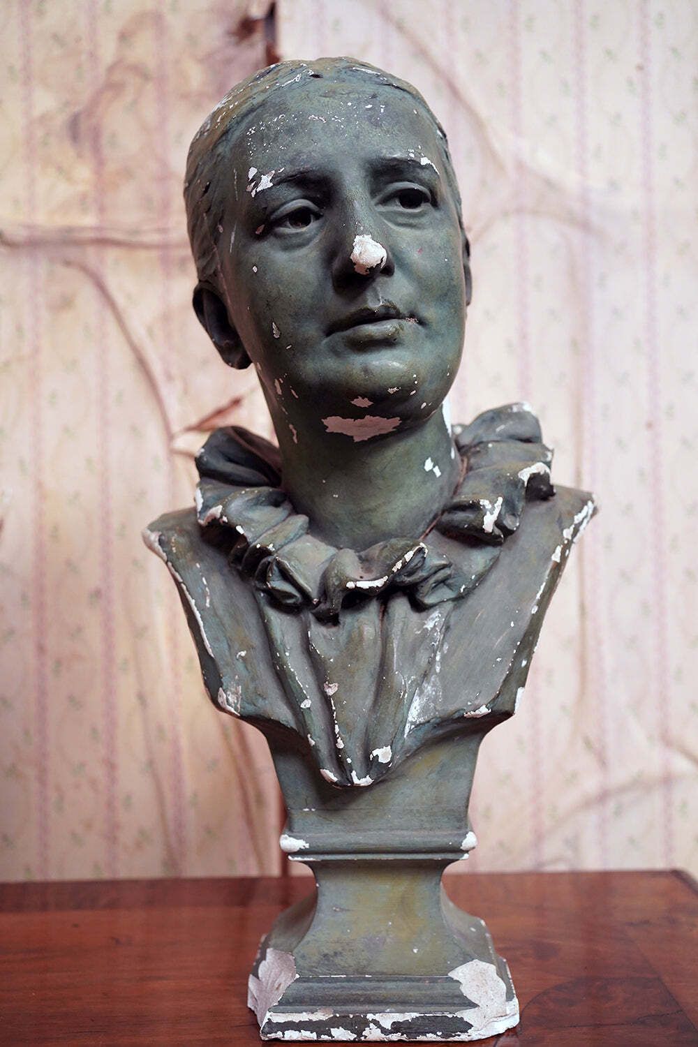 An Early 20thc Green Painted Plaster Bust Of A Lady C.1900 20