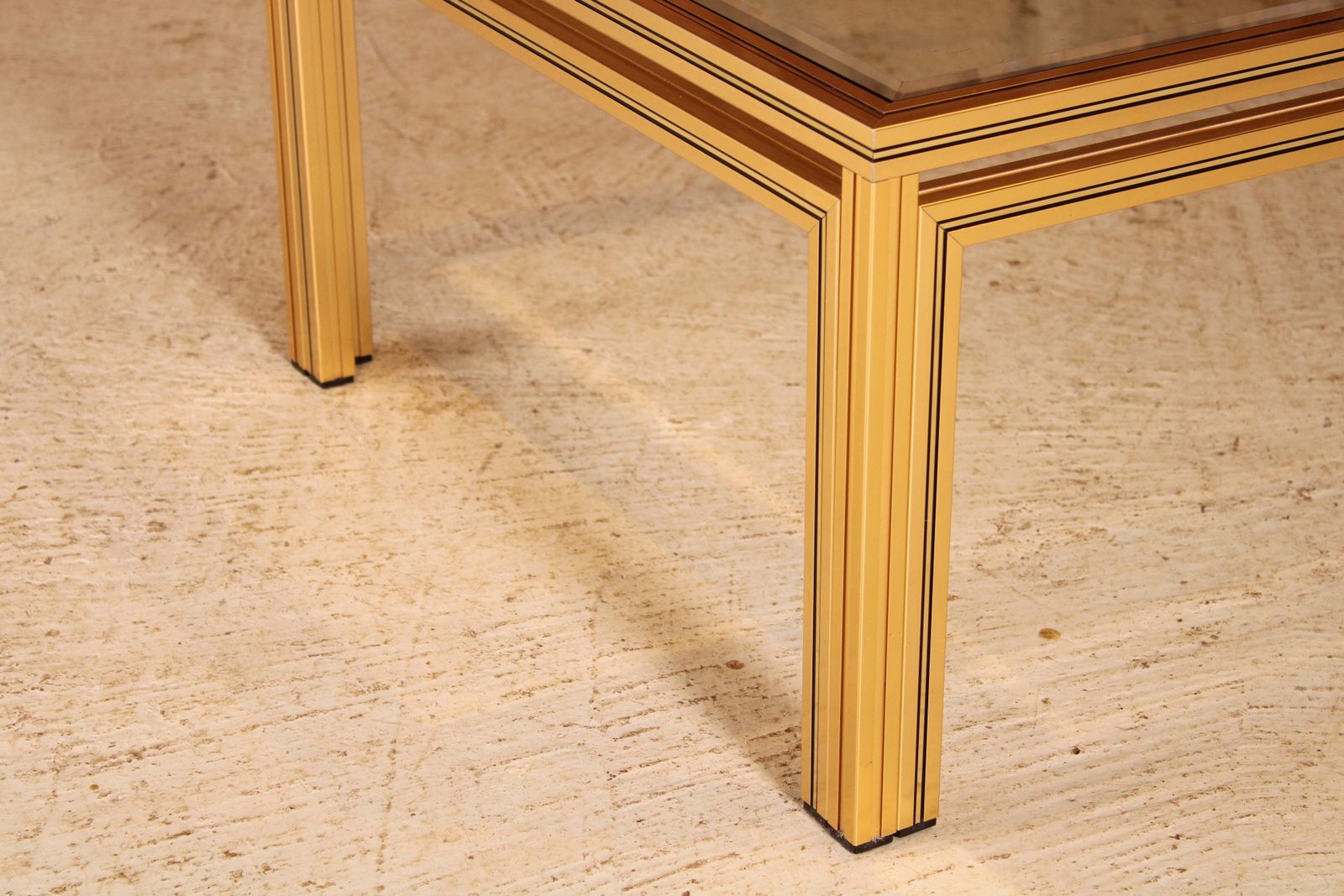 Mid Century Pierre Vandel Coffee Table With Bevelled Edge Glass Top, Circa 1970s photo 750.0