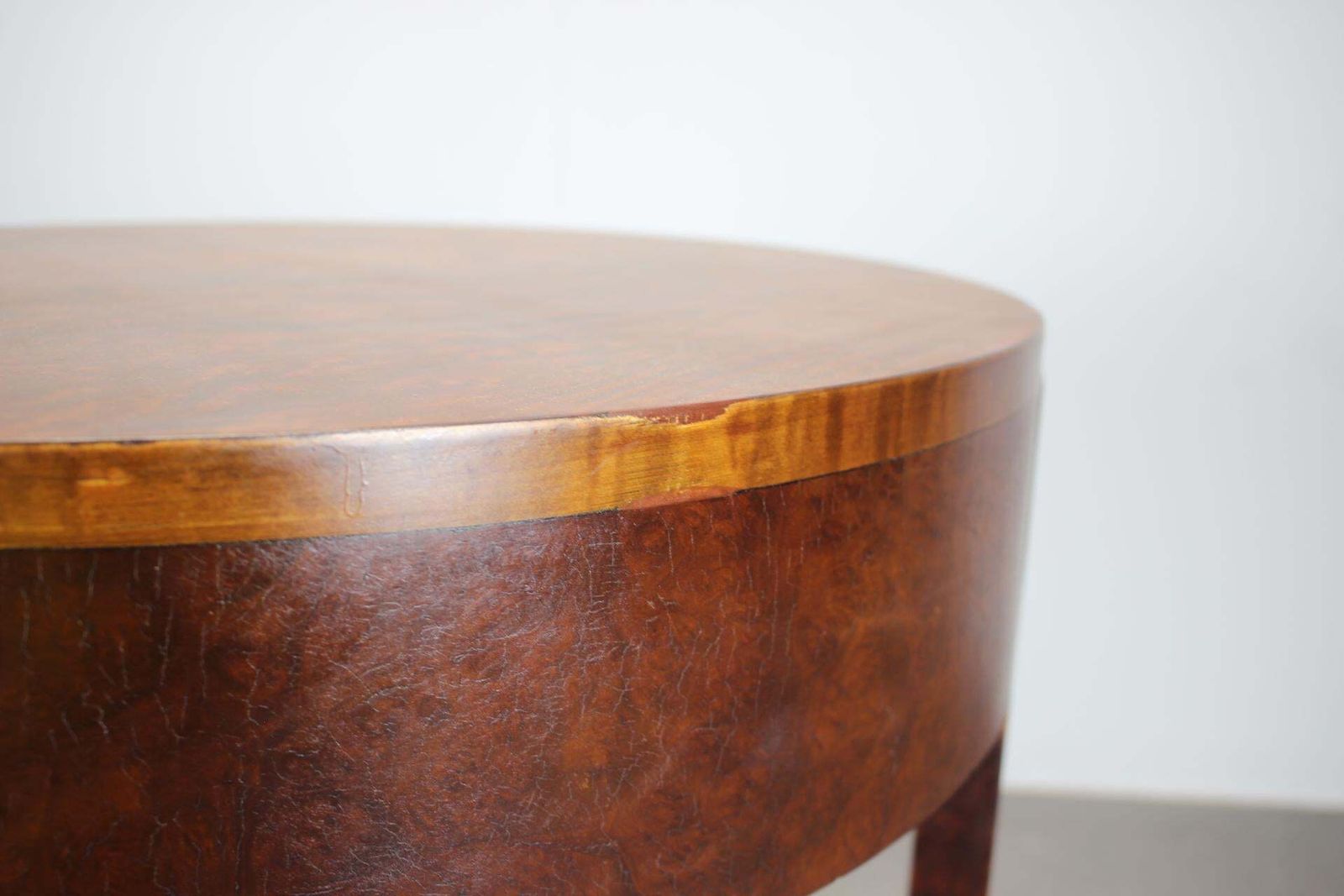 Art Deco Mahogany Veneer Table, Czechoslovakia, 1930s, Restored photo vintage
