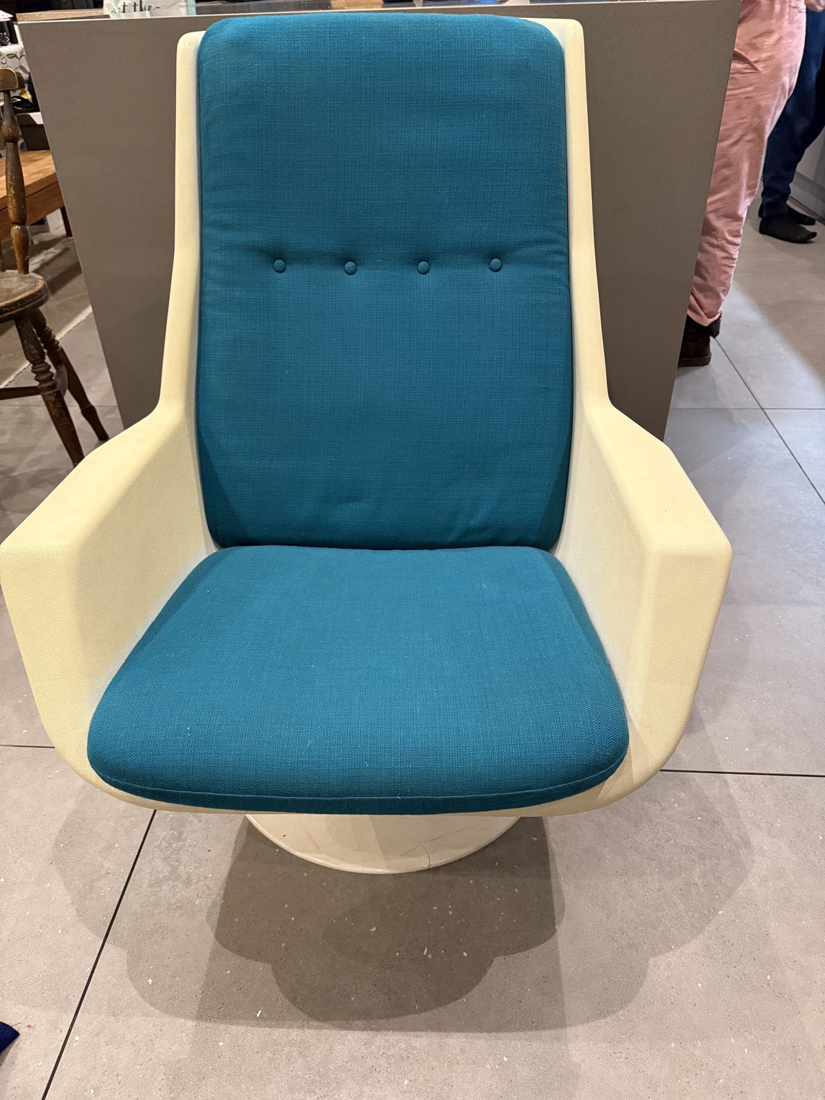 Vintage Robin Day For Hille 1970s Lounge Chair Iconic British Design   Cream And Teal