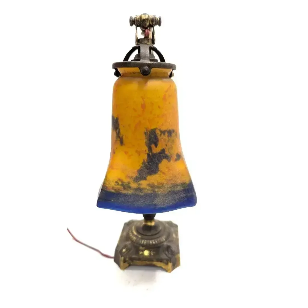 Art Nouveau Period Bronze Desk Lamp, Circa 1900, With A Tulip Shade By Noverdy photo furniture