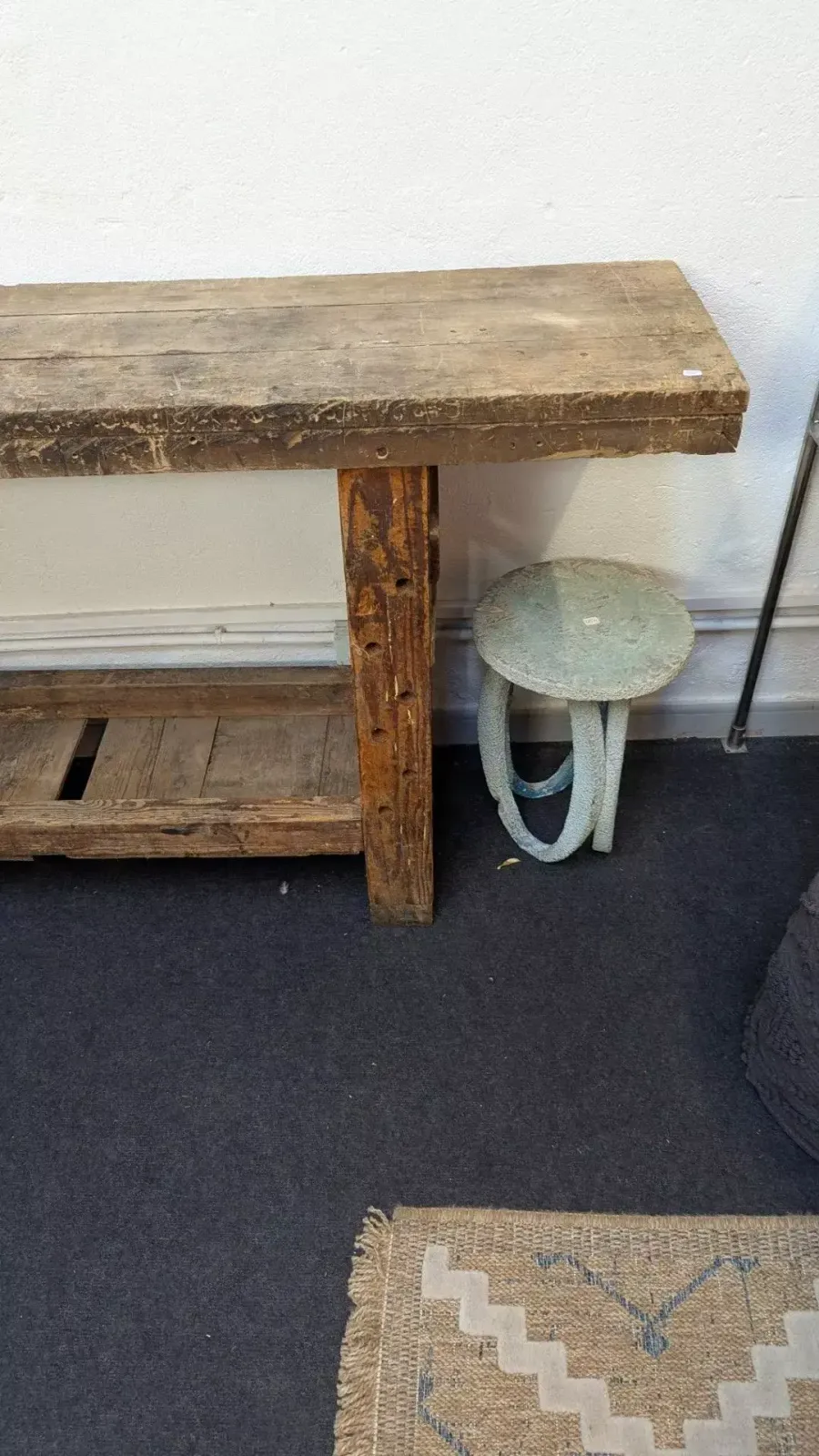 Rustic Carpenter's Workbench With Vise, Early 20th Century photo Furniture