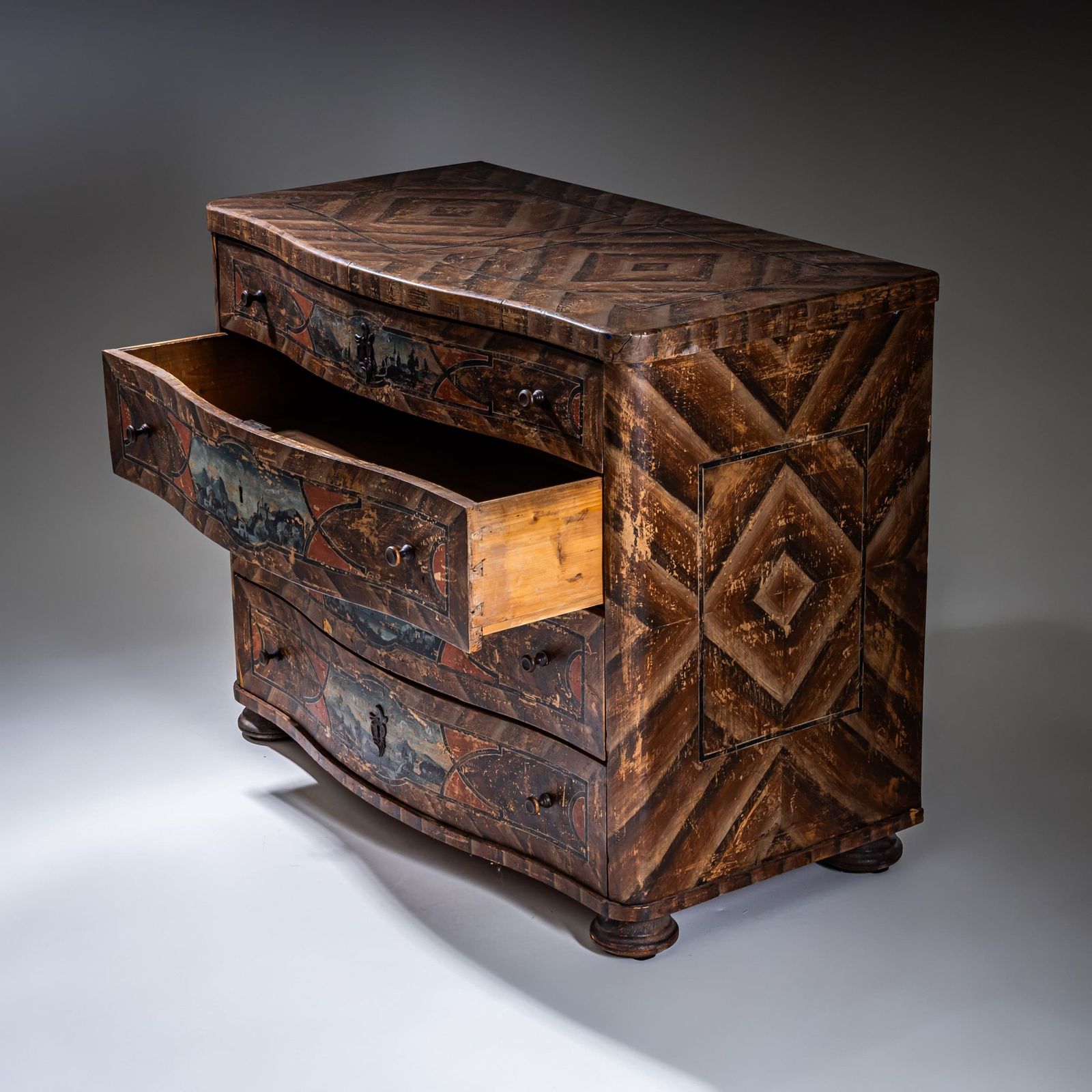 photo furniture Original Painted Baroque Chest Of Drawers, 18th Century