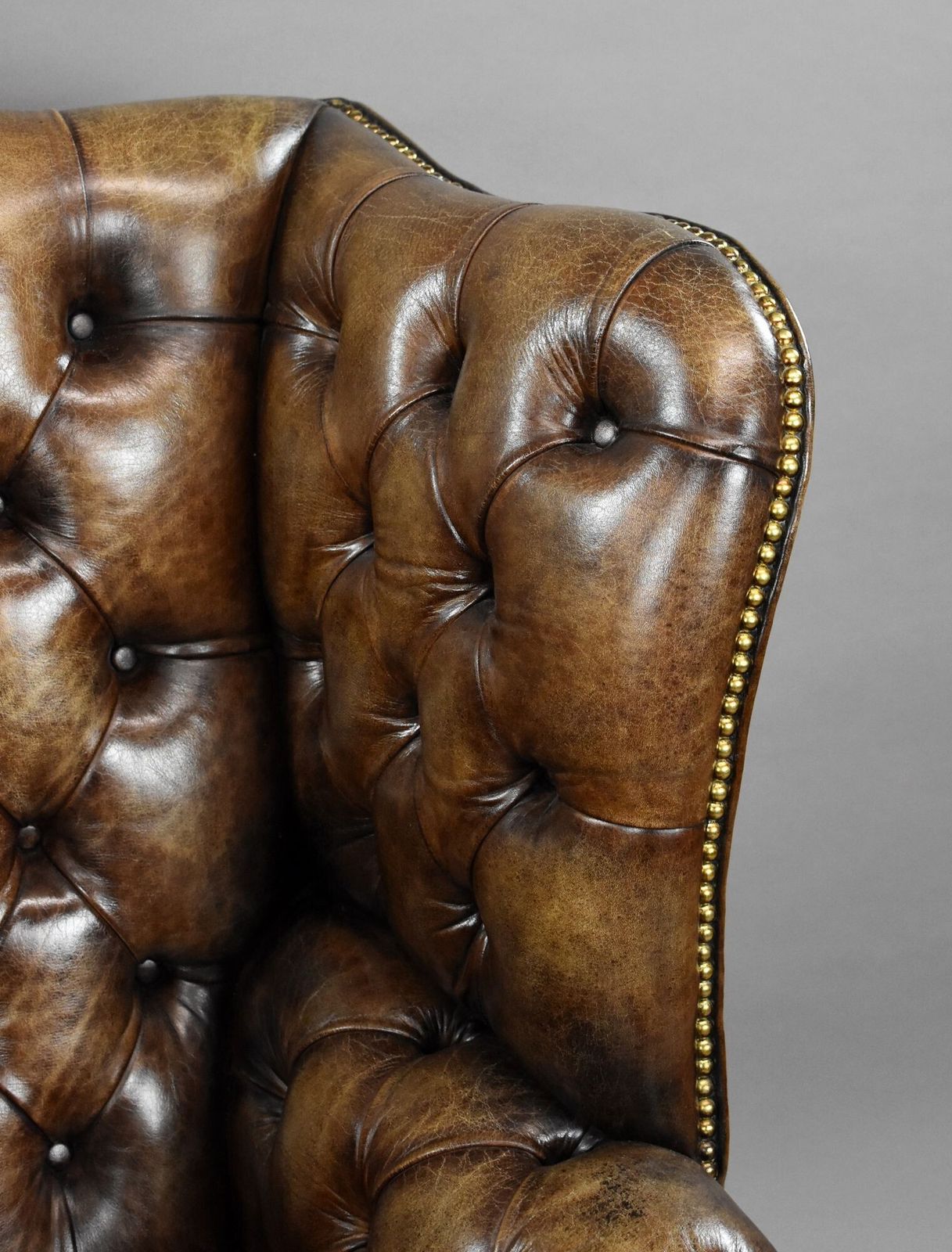 Antique Hand Dyed Leather Wing Back Armchair photo 3450.0