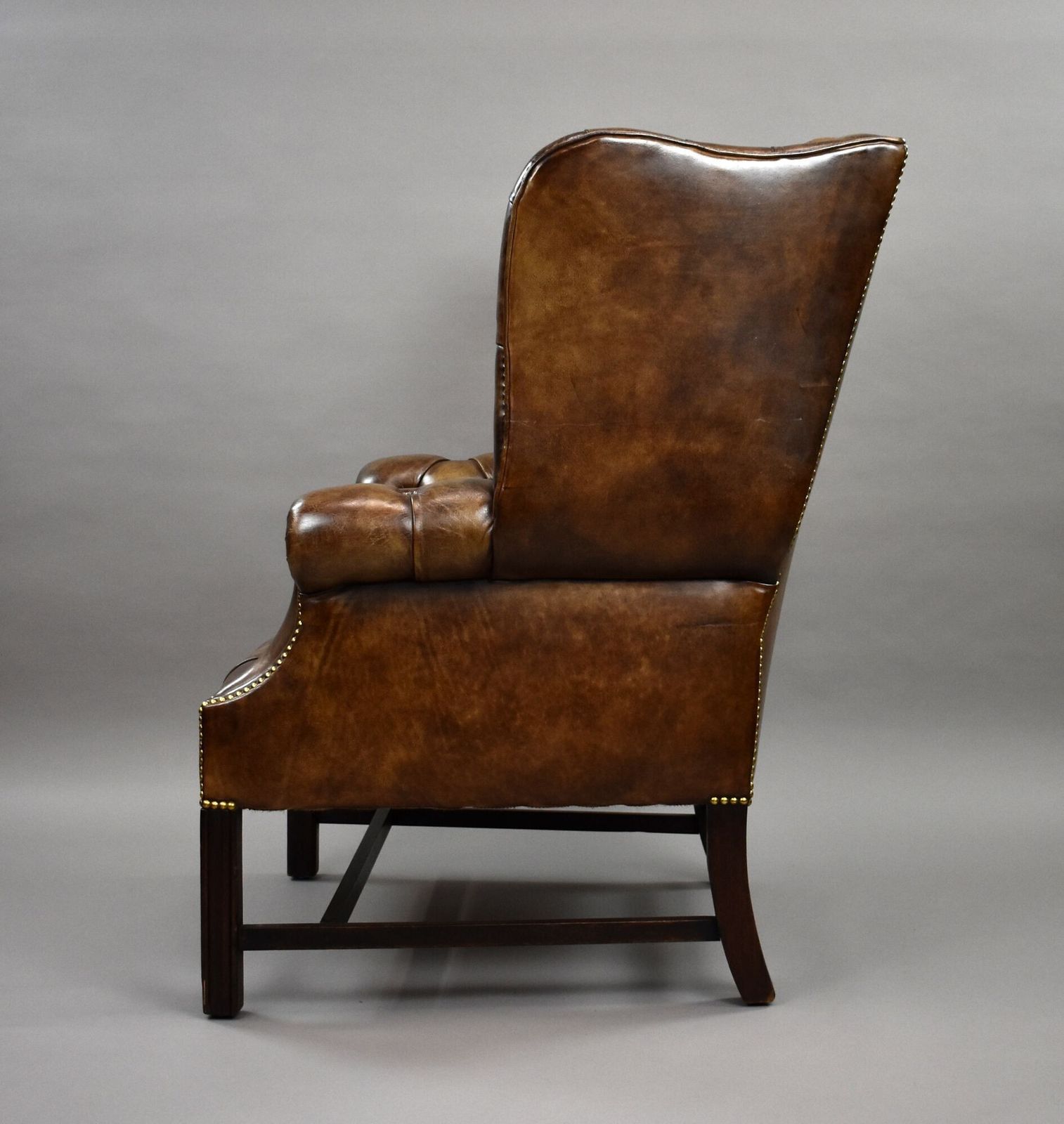 photo furniture Antique Hand Dyed Leather Wing Back Armchair