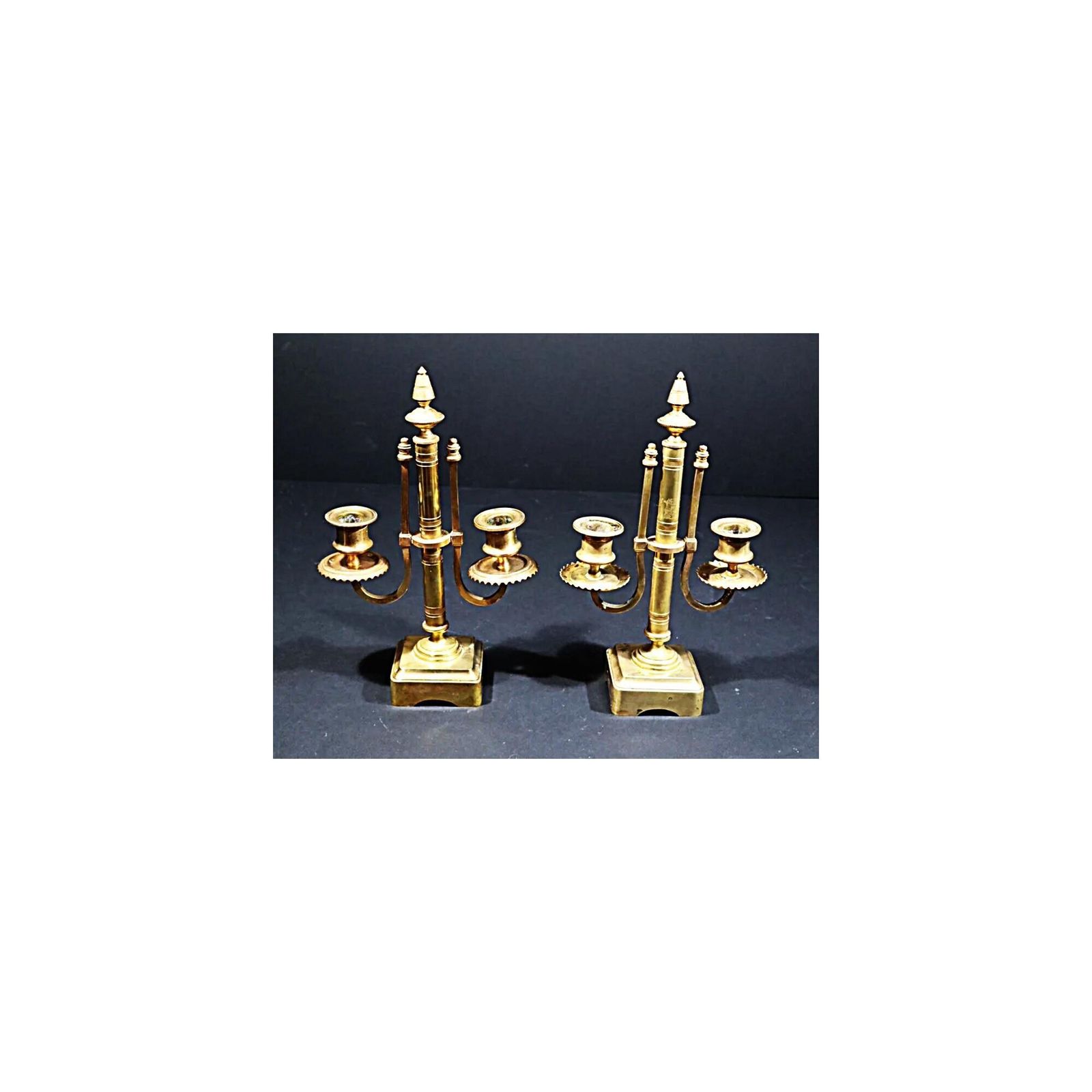 French Antique Two Arm Candelabras Candlesticks In Bronze Louis XVI Style photo for sale