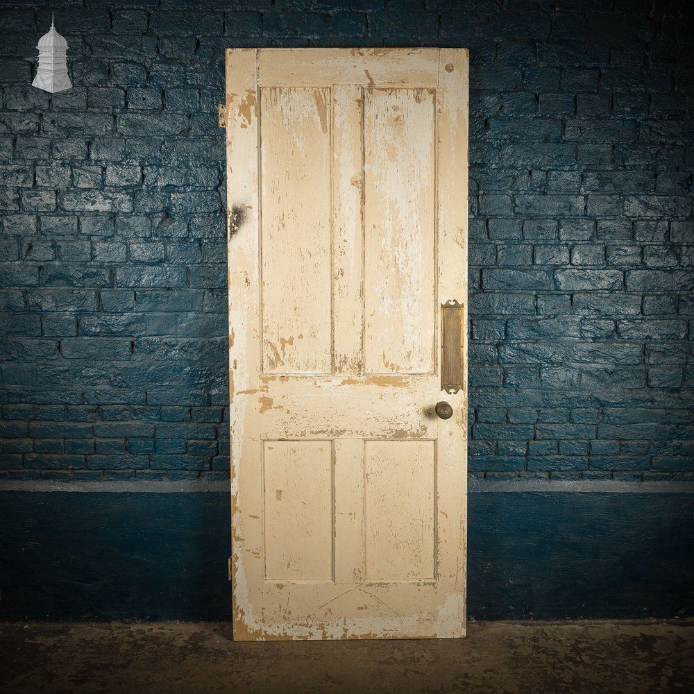 Moulded Panel Door, 4 Panel, Distressed Paint