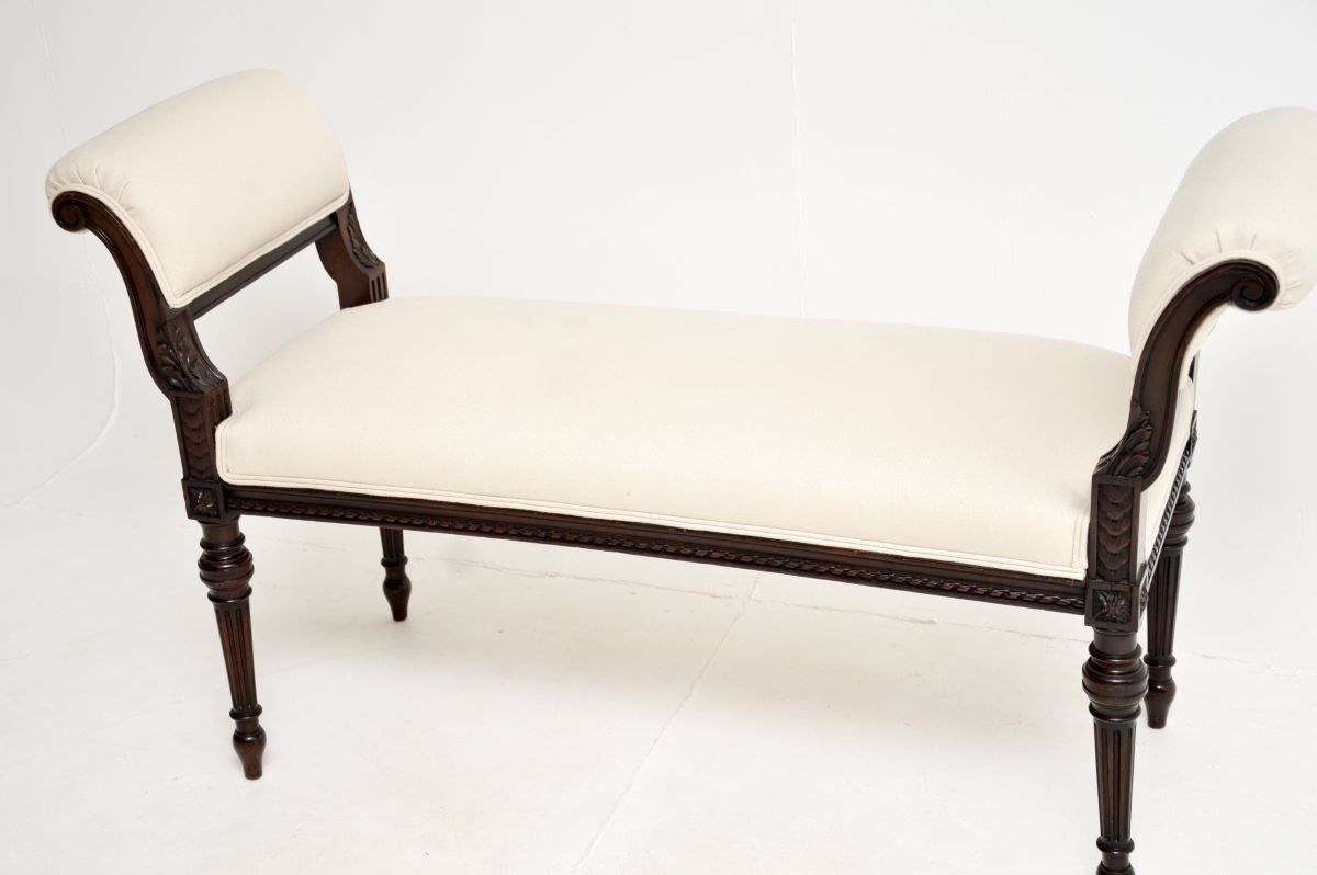 Furniture Antique Victorian Carved Mahogany Bench / Stool By Waring And Gillows photo