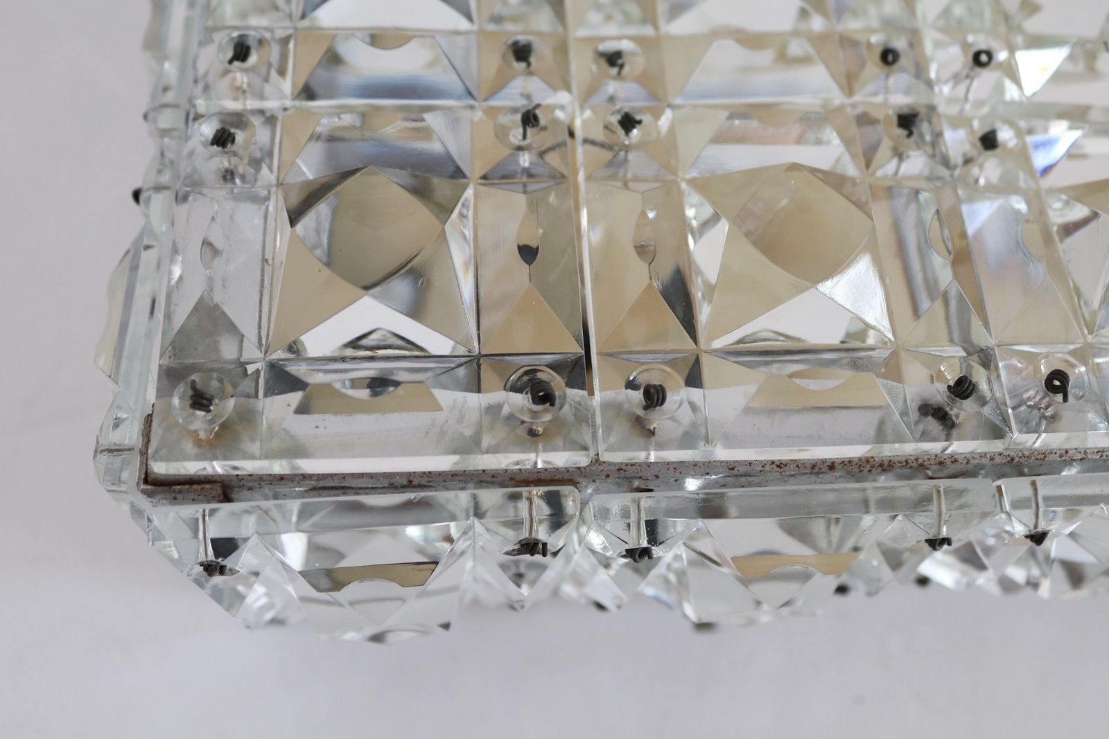 Midcentury Crystal Glass Flush Mount Chandelier By Kinkeldey Germany, 1960s photo Lighting