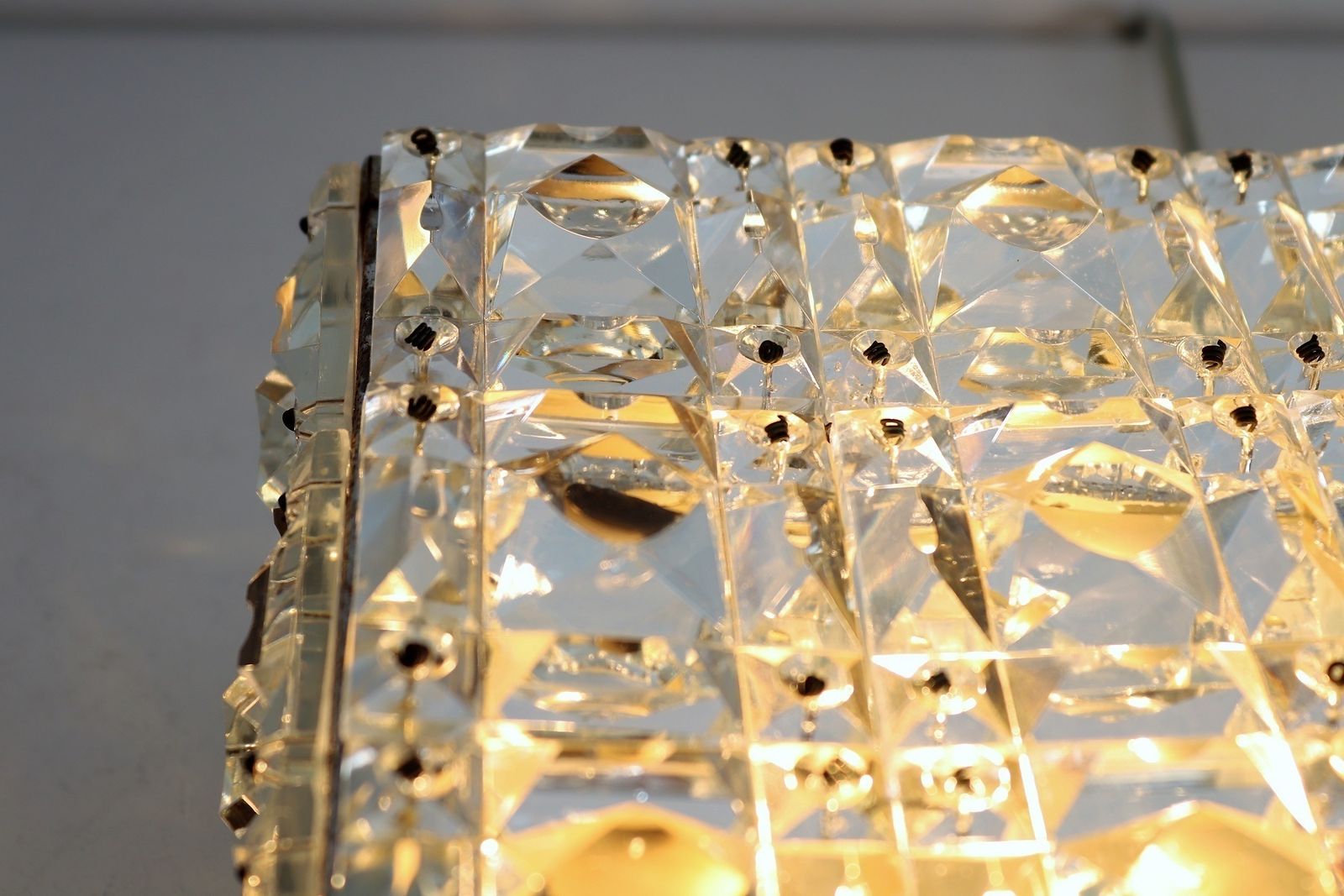 Midcentury Crystal Glass Flush Mount Chandelier By Kinkeldey Germany, 1960s photo vintage
