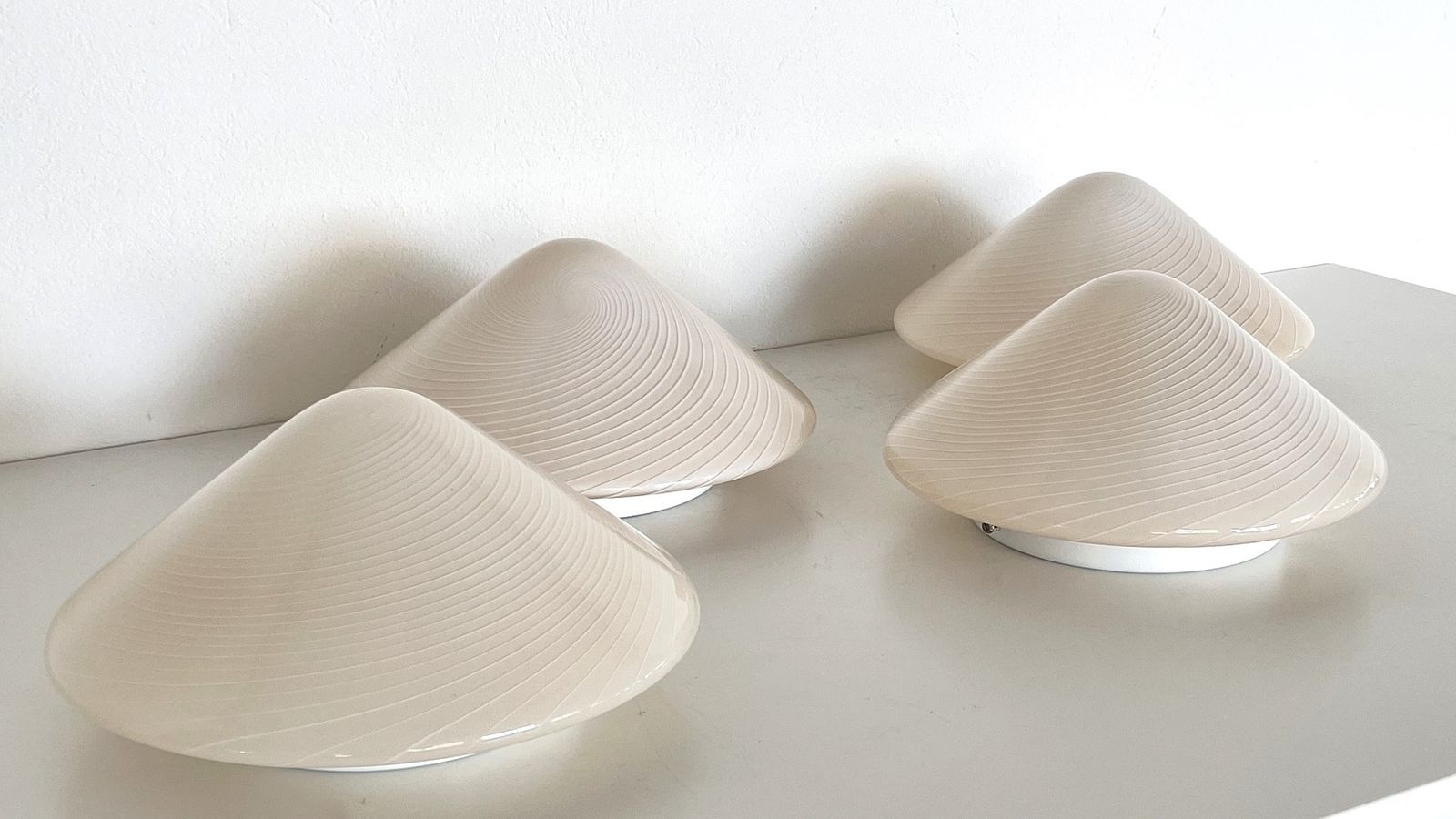 Italian Mid Century Murano Glass Flush Mount Light With Swirl Glass, 1970 photo furniture