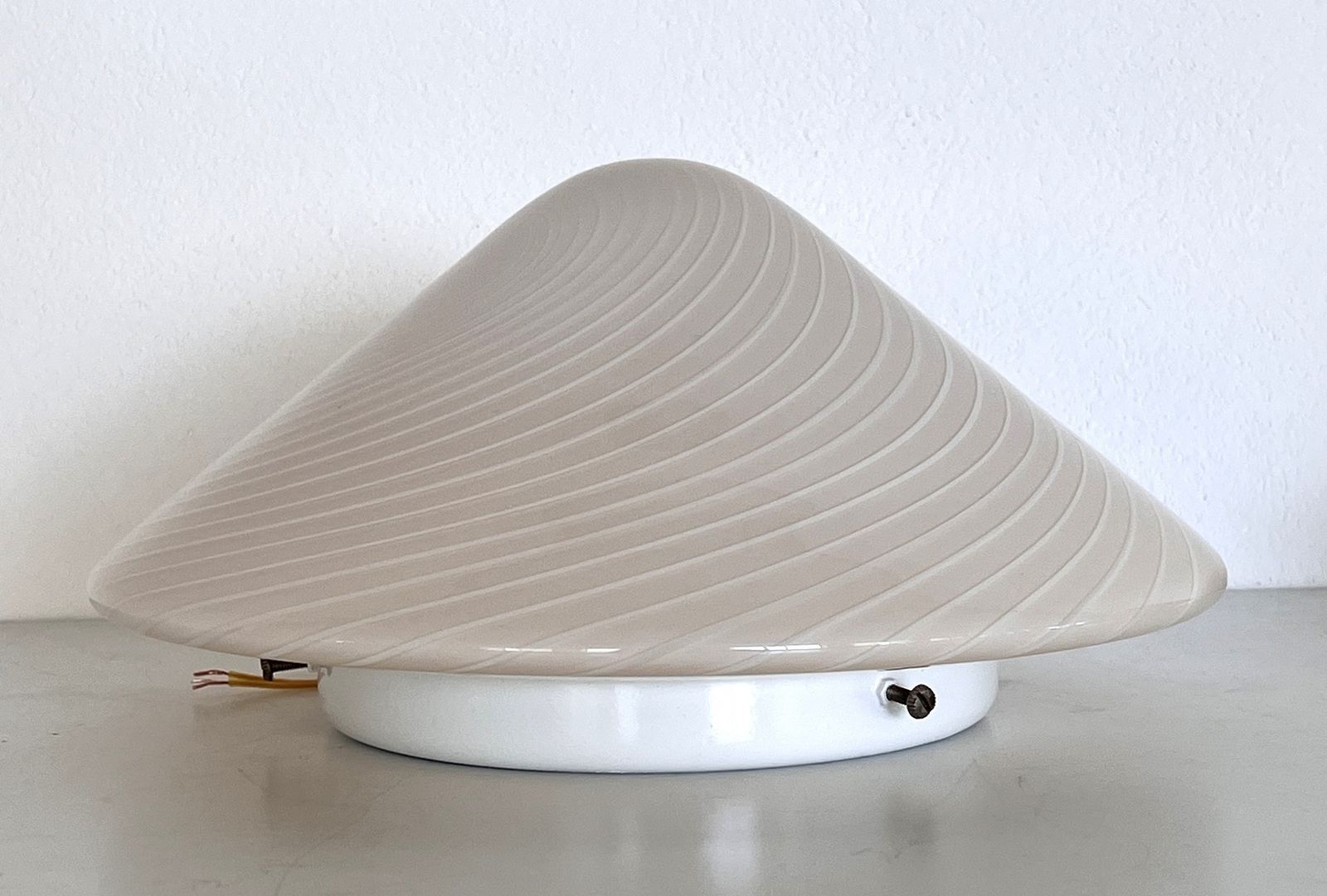 Italian Mid Century Murano Glass Flush Mount Light With Swirl Glass, 1970 photo Lighting