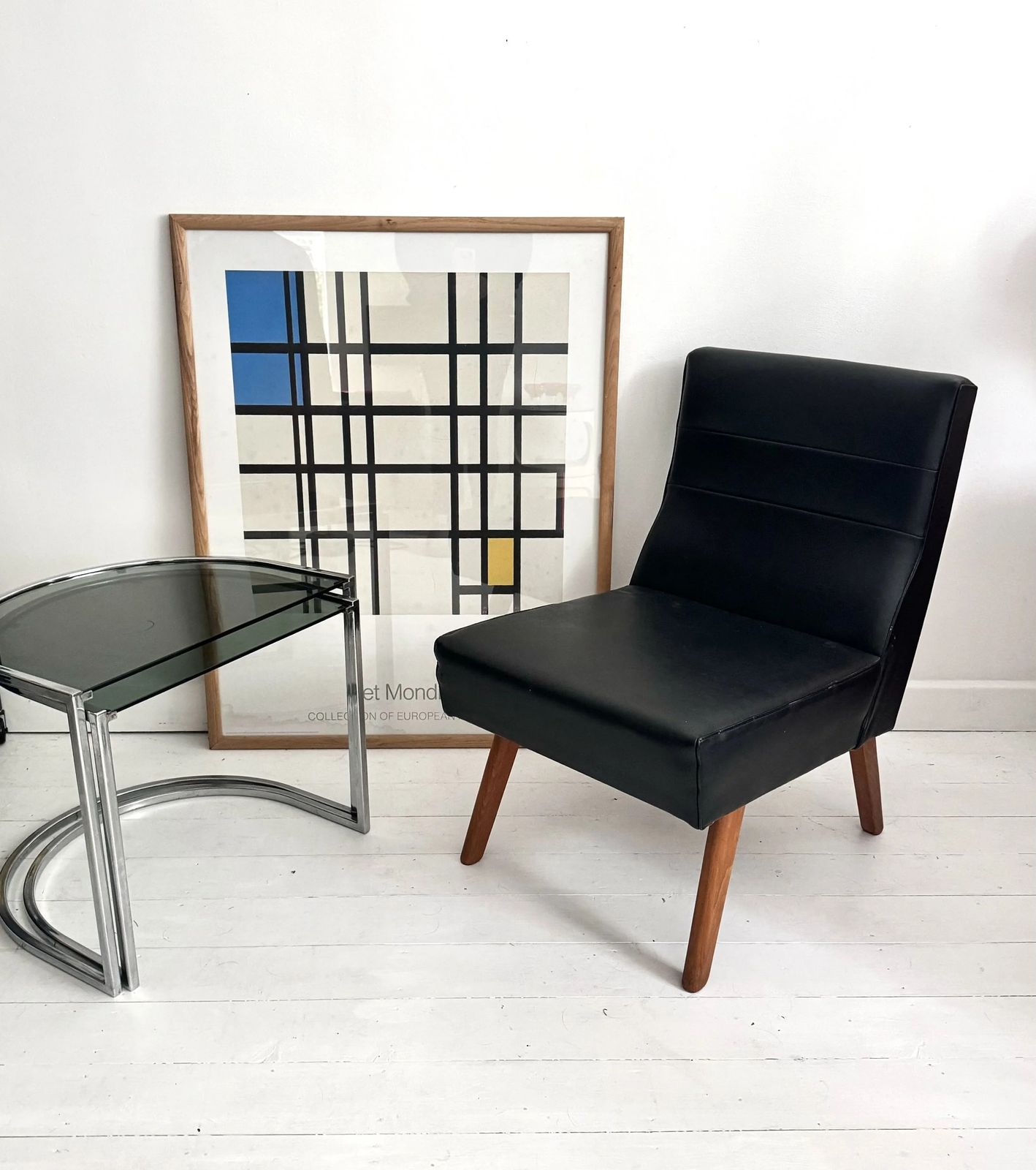60s Small Armchair Black Vinyl Danish photo furniture