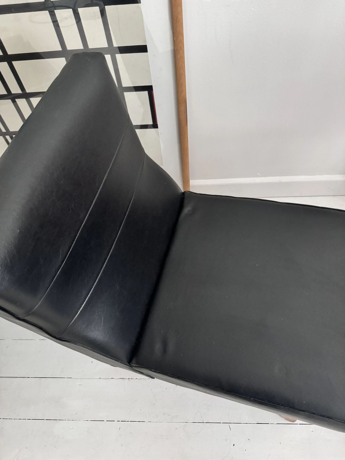 60s Small Armchair Black Vinyl Danish photo buy