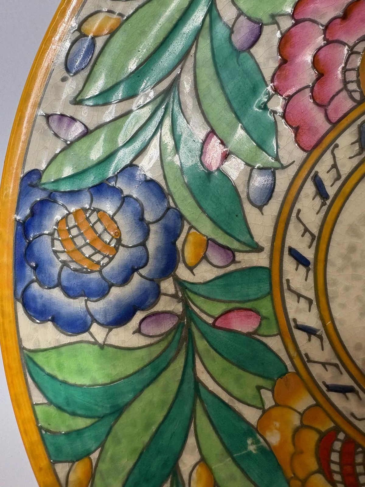 Charlotte Rhead For Crown Ducal “Persian Rose” Tube‑Lined Charger, C.1935–40, 36 Cm photo for sale