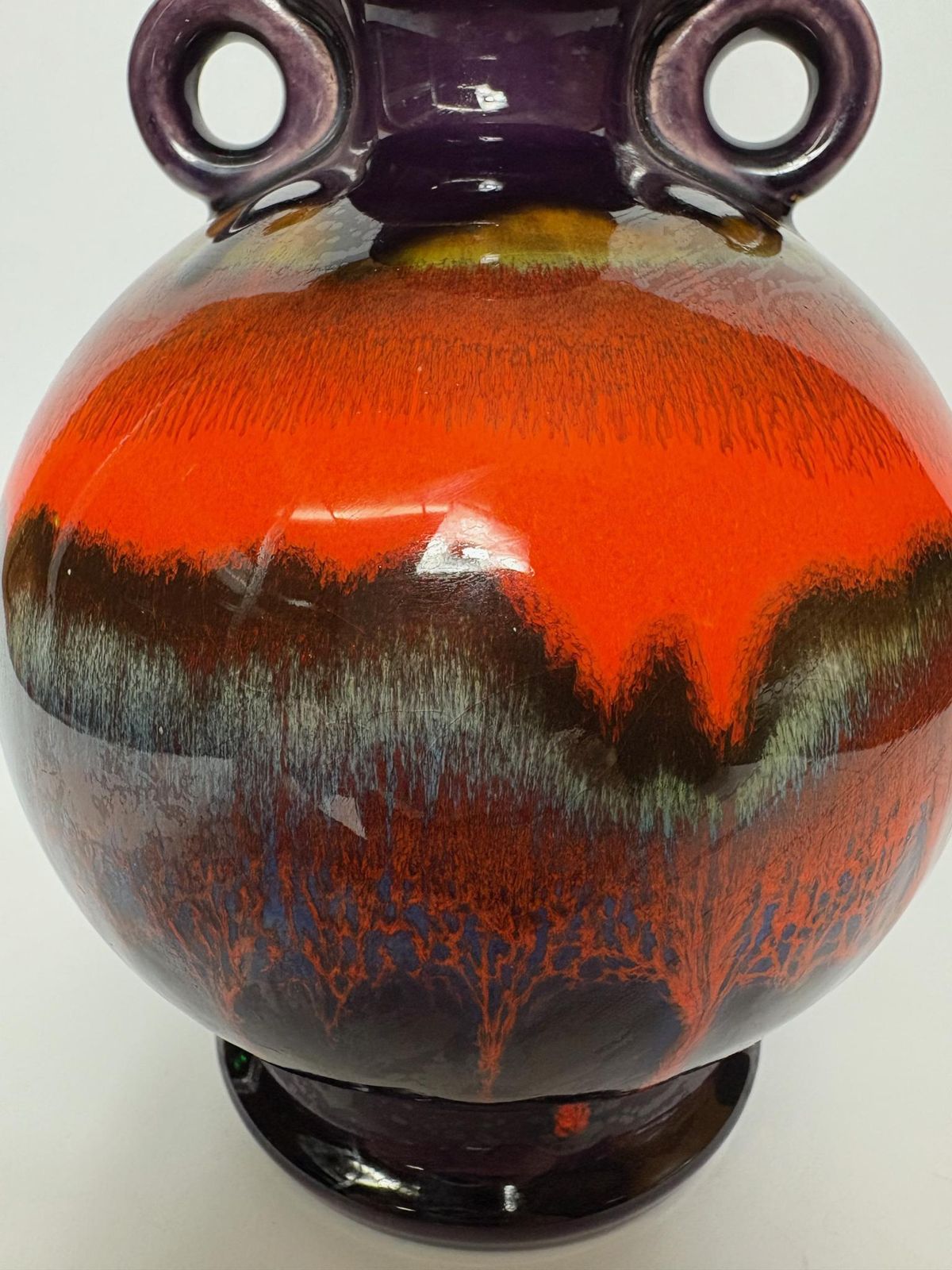 1970s Hutschenreuther ‘Vulkan Feuer’ Fat Lava Glaze Vase West Germany photo for sale