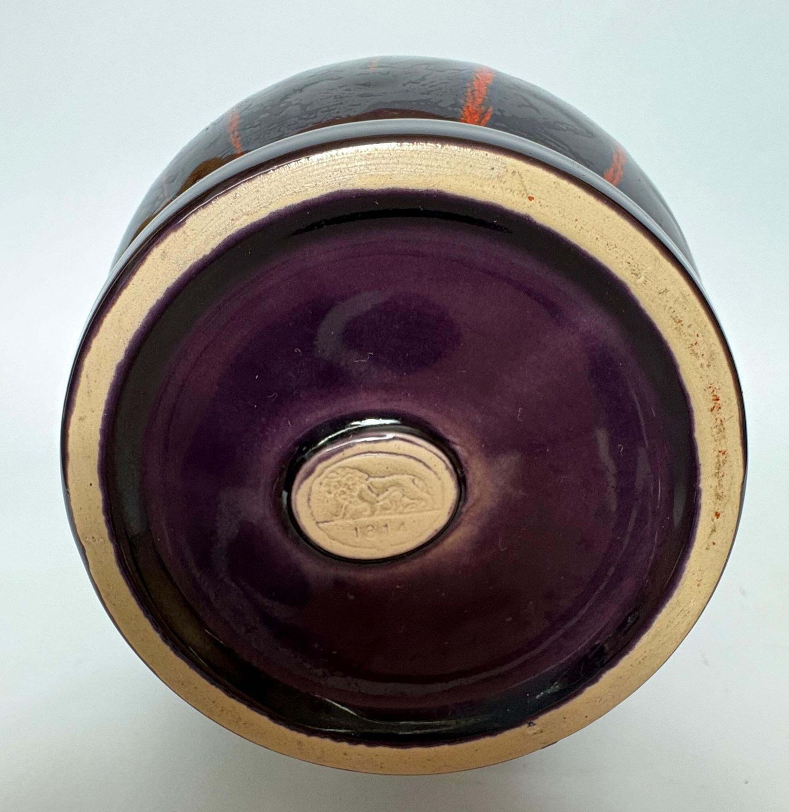 1970s Hutschenreuther ‘Vulkan Feuer’ Fat Lava Glaze Vase West Germany photo vintage