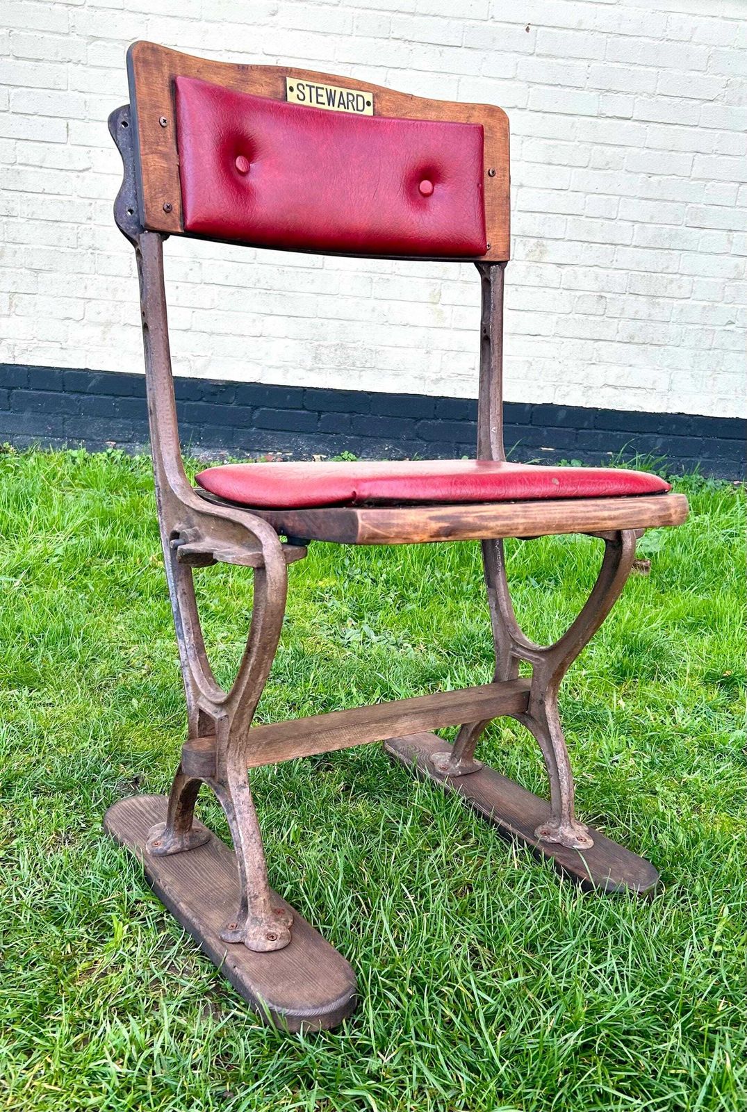Vintage One Seater Folding Theatre Cinema Chairs Antique Industrial Retro Hall Hallway Opera Stacking Art Deco