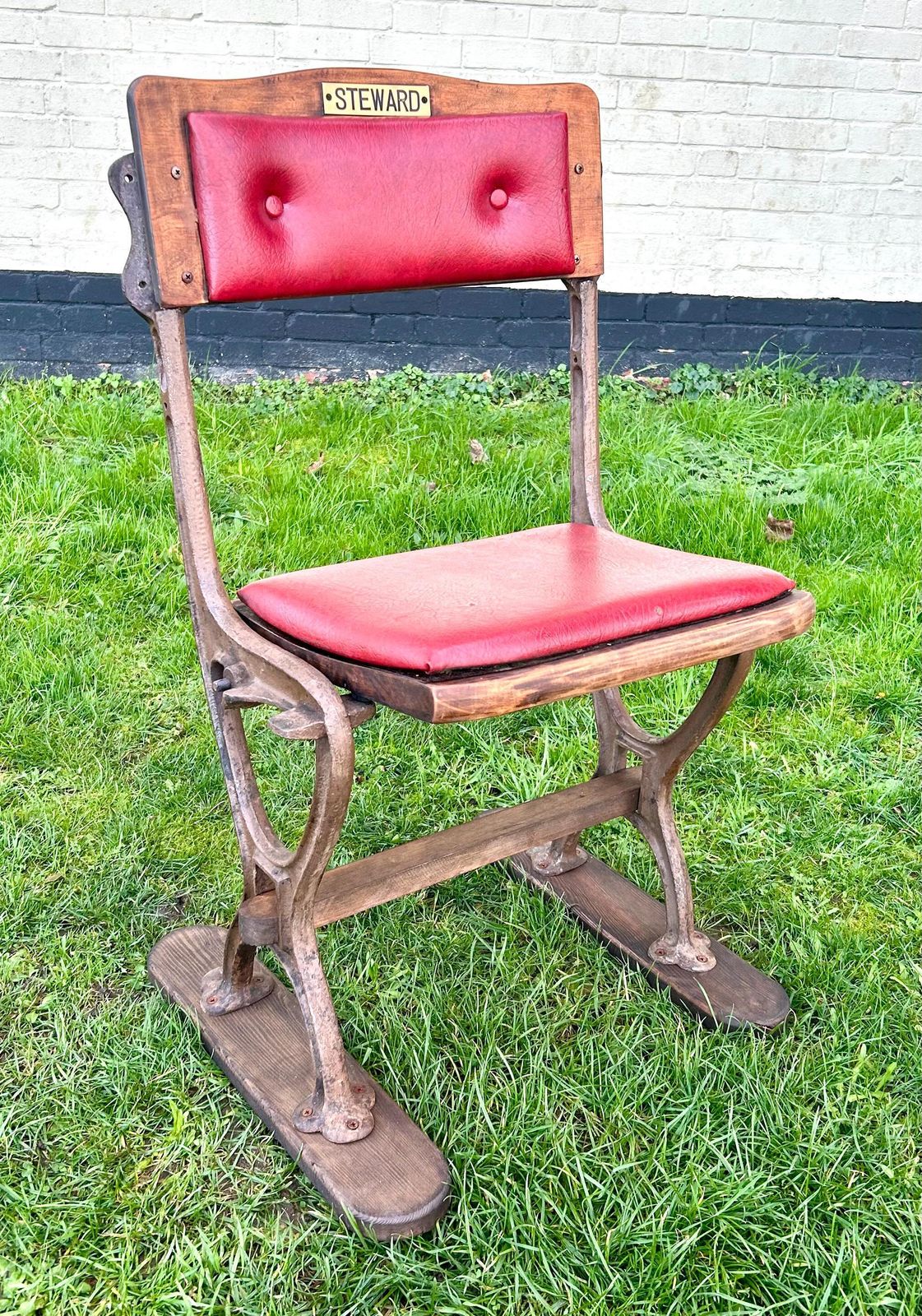 Vintage One Seater Folding Theatre Cinema Chairs Antique Industrial Retro Hall Hallway Opera Stacking Art Deco photo for sale